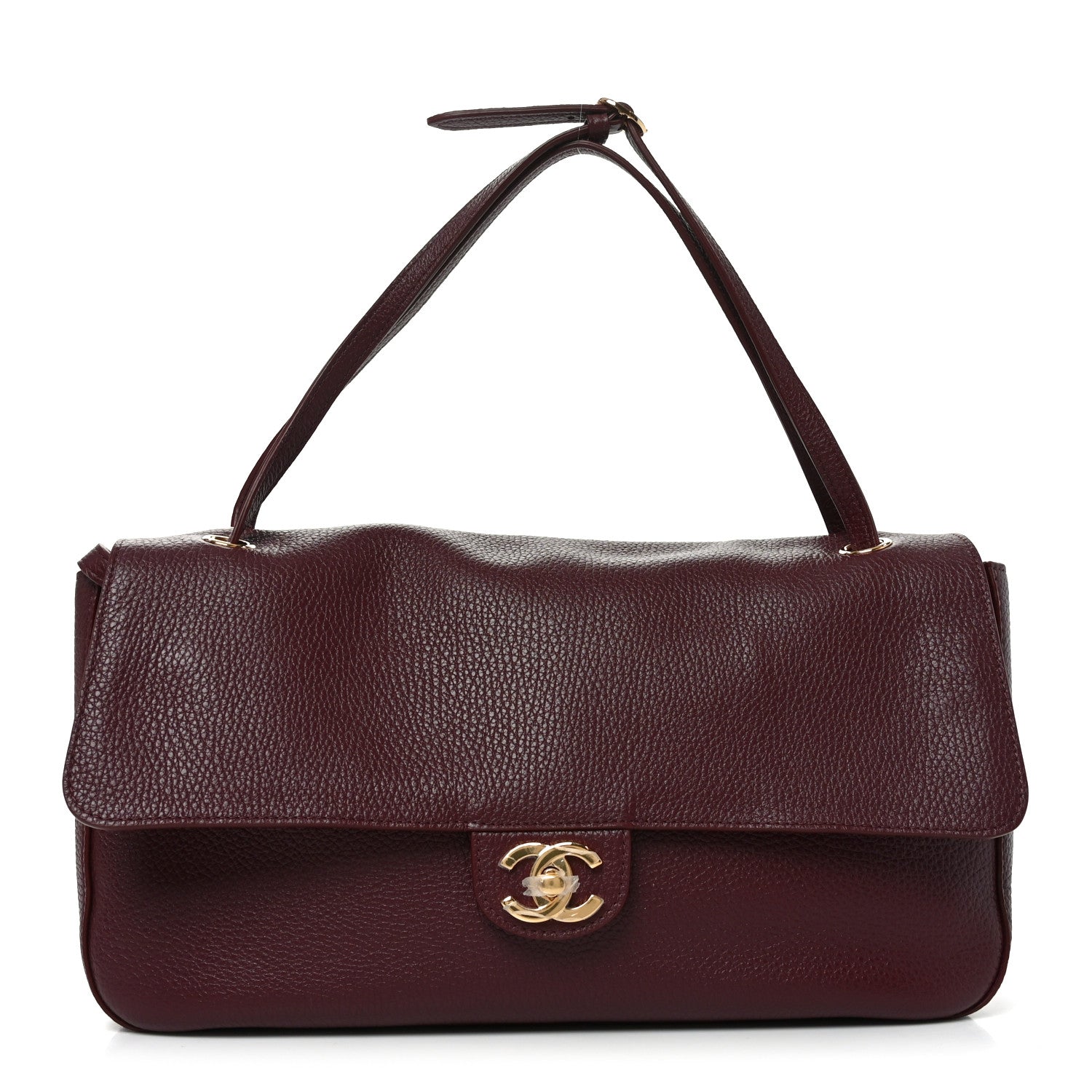 Grained Calfskin Small Souplissimo Maxi Flap Burgundy