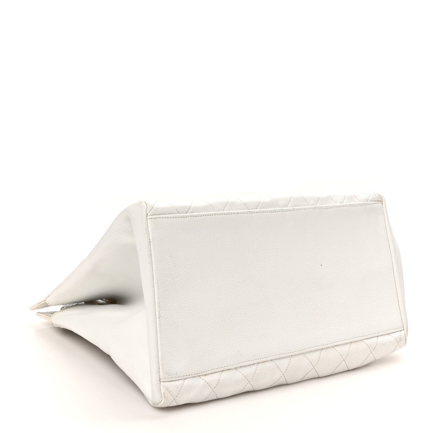Caviar Quilted Timeless CC Shopping Tote White