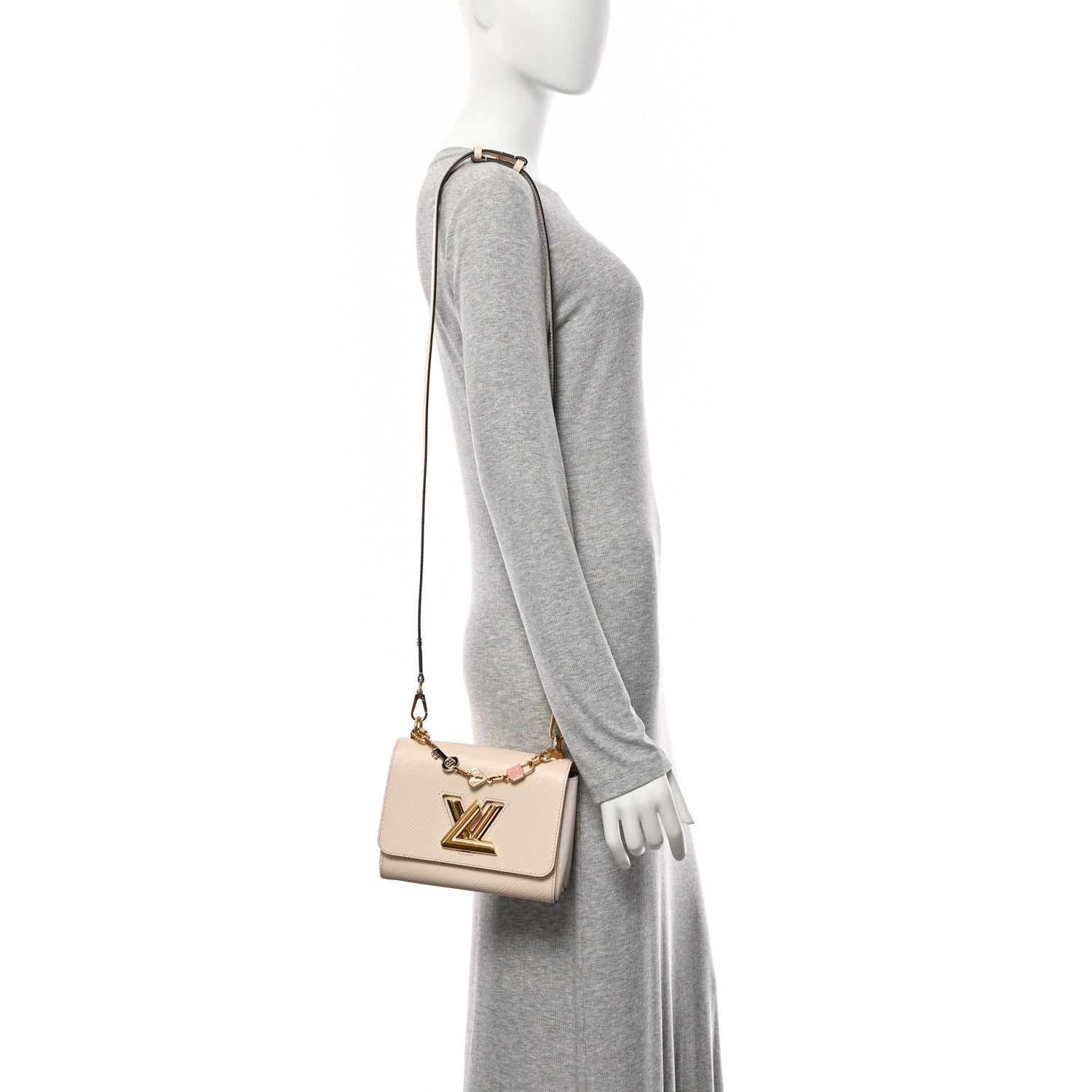 Epi Twist Bi-Color Chain Shoulder Bag PM Quartz White