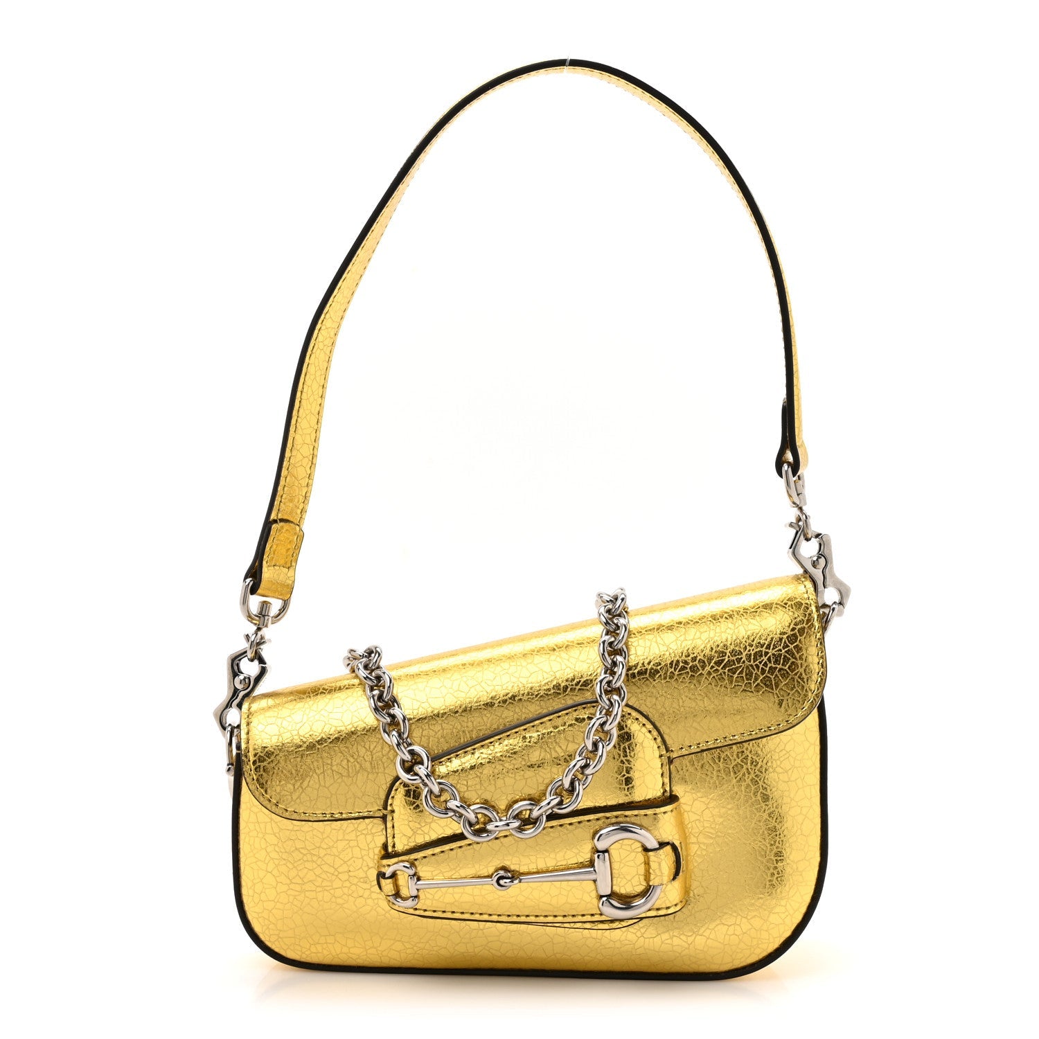 Metallic Calfskin Mini Horsebit 1955 Asymmetric Shoulder Bag Gold