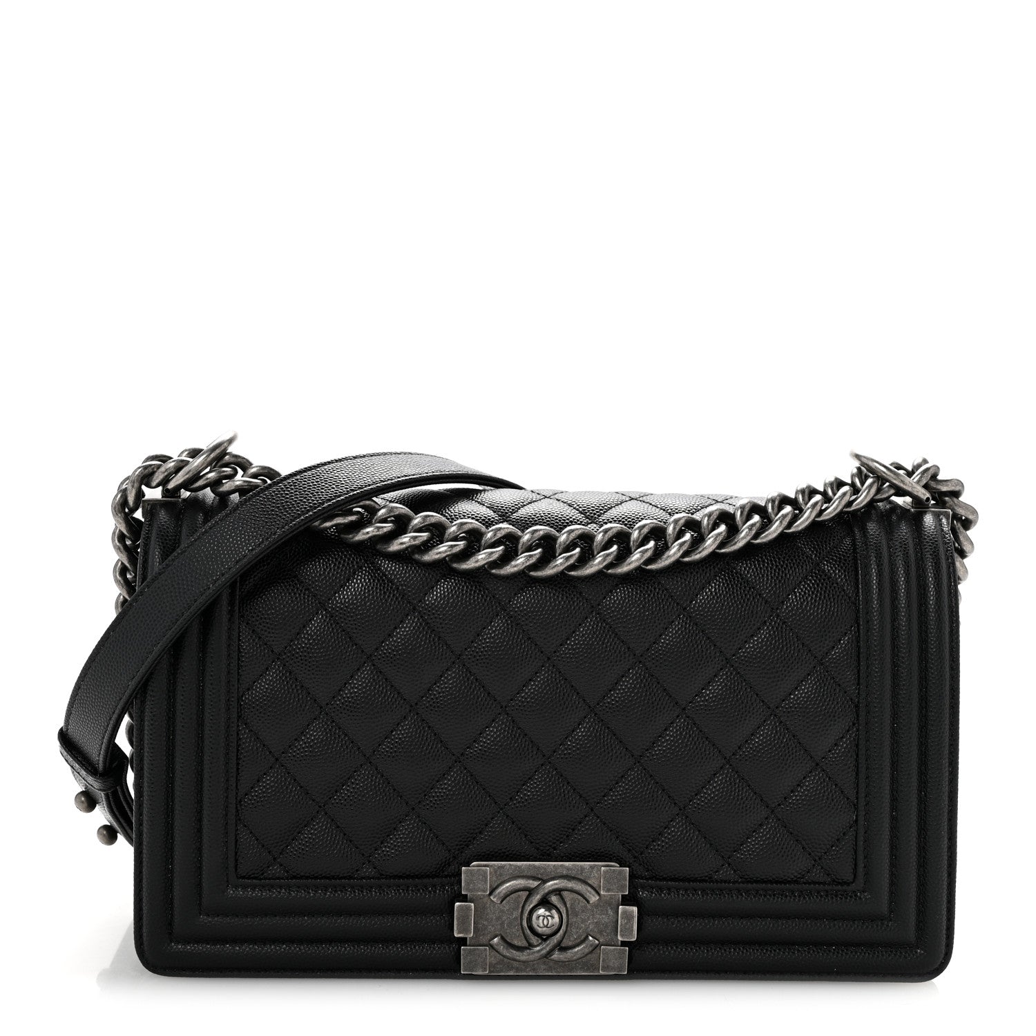 Caviar Quilted Medium Boy Flap Black