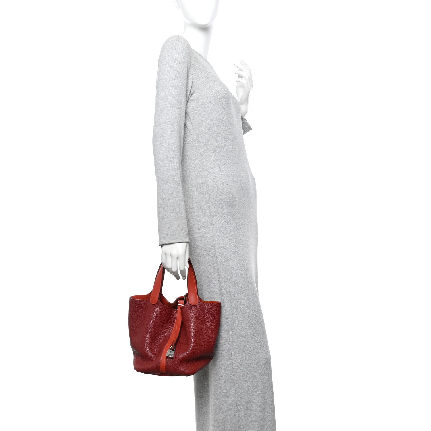 Taurillon Clemence Swift Picotin Lock 22 MM Rouge H Brique
