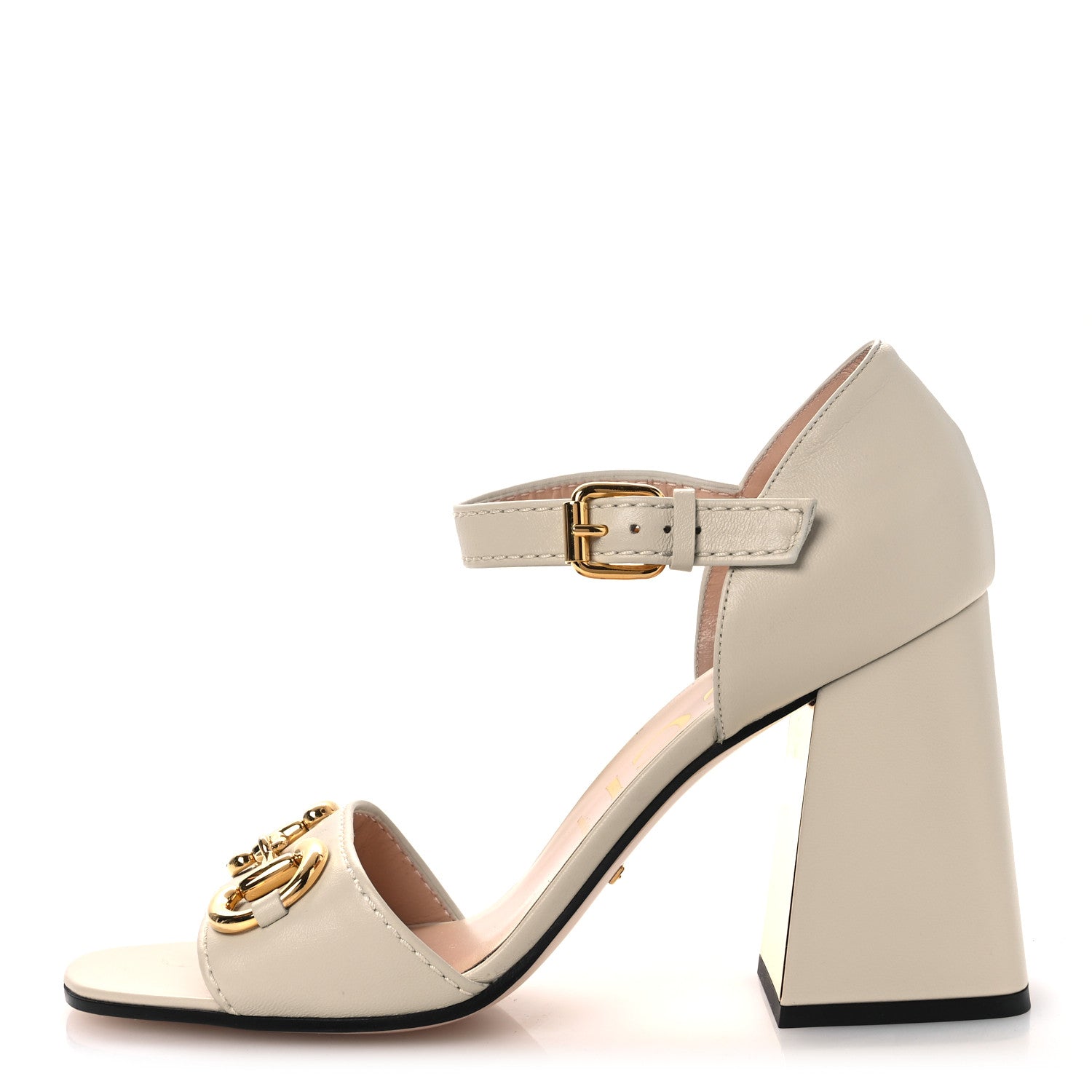 Nappa Charlotte Horsebit Cross Strap 95mm Sandals 41 Mystic White