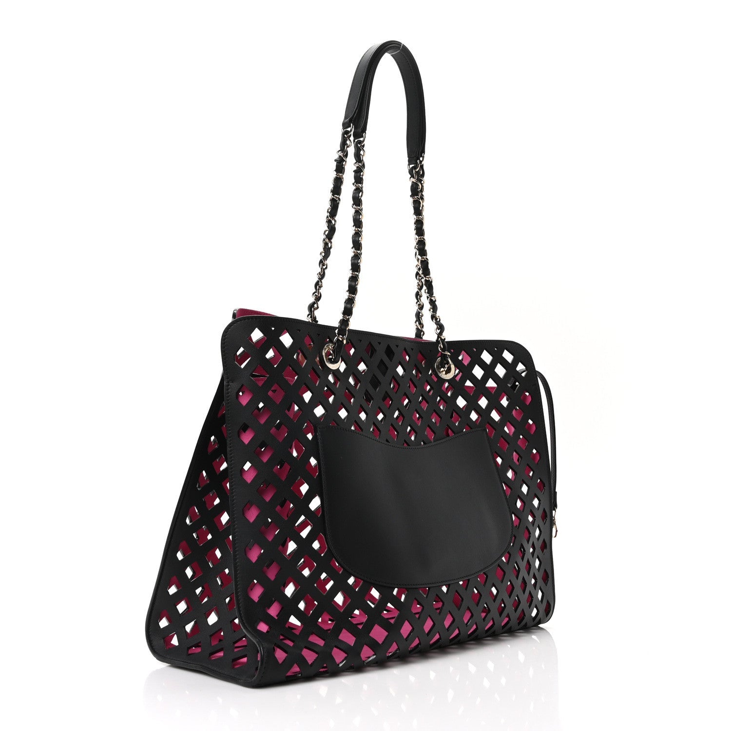 Lambskin Sea Through Tote Black Multicolor