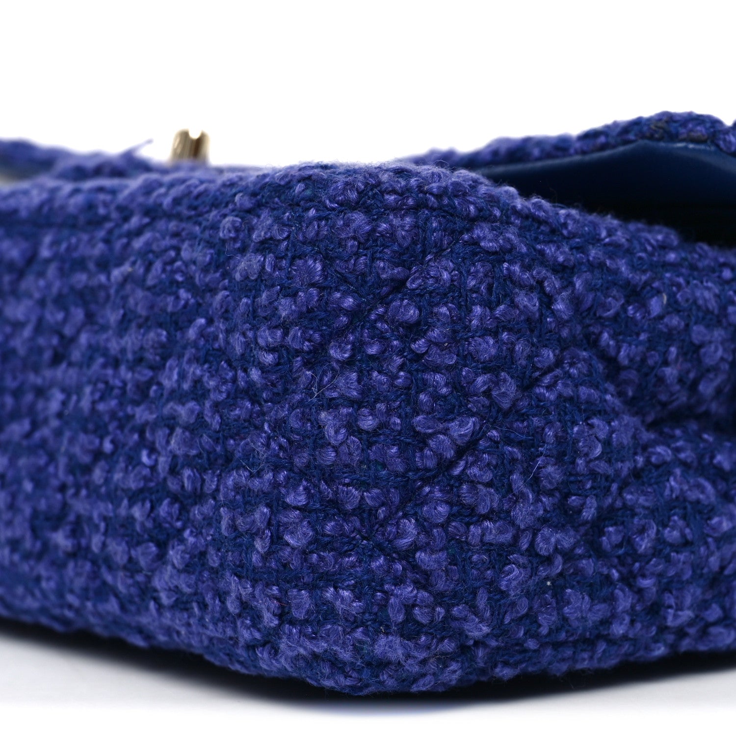 Tweed Quilted Medium Double Flap Blue