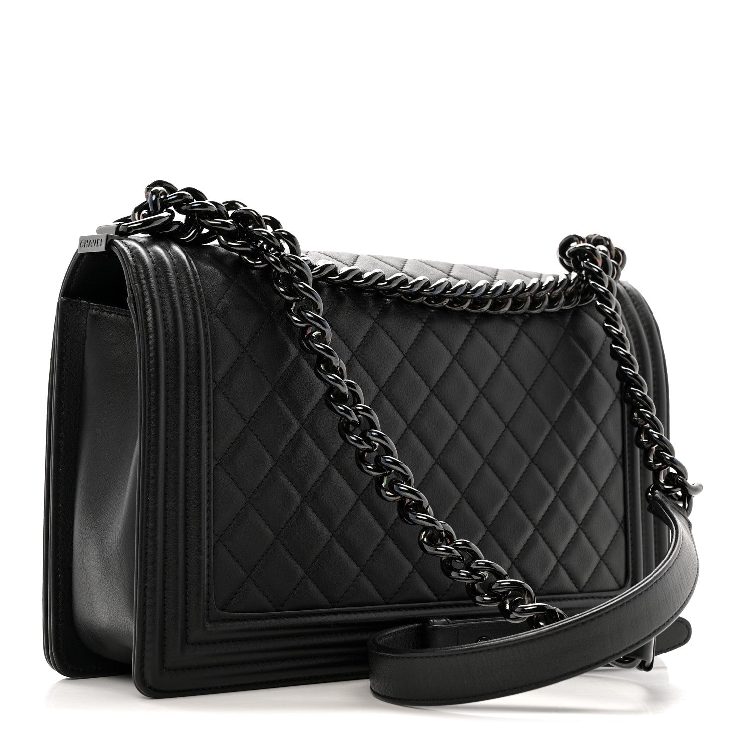 Calfskin Quilted New Medium Boy Flap So Black