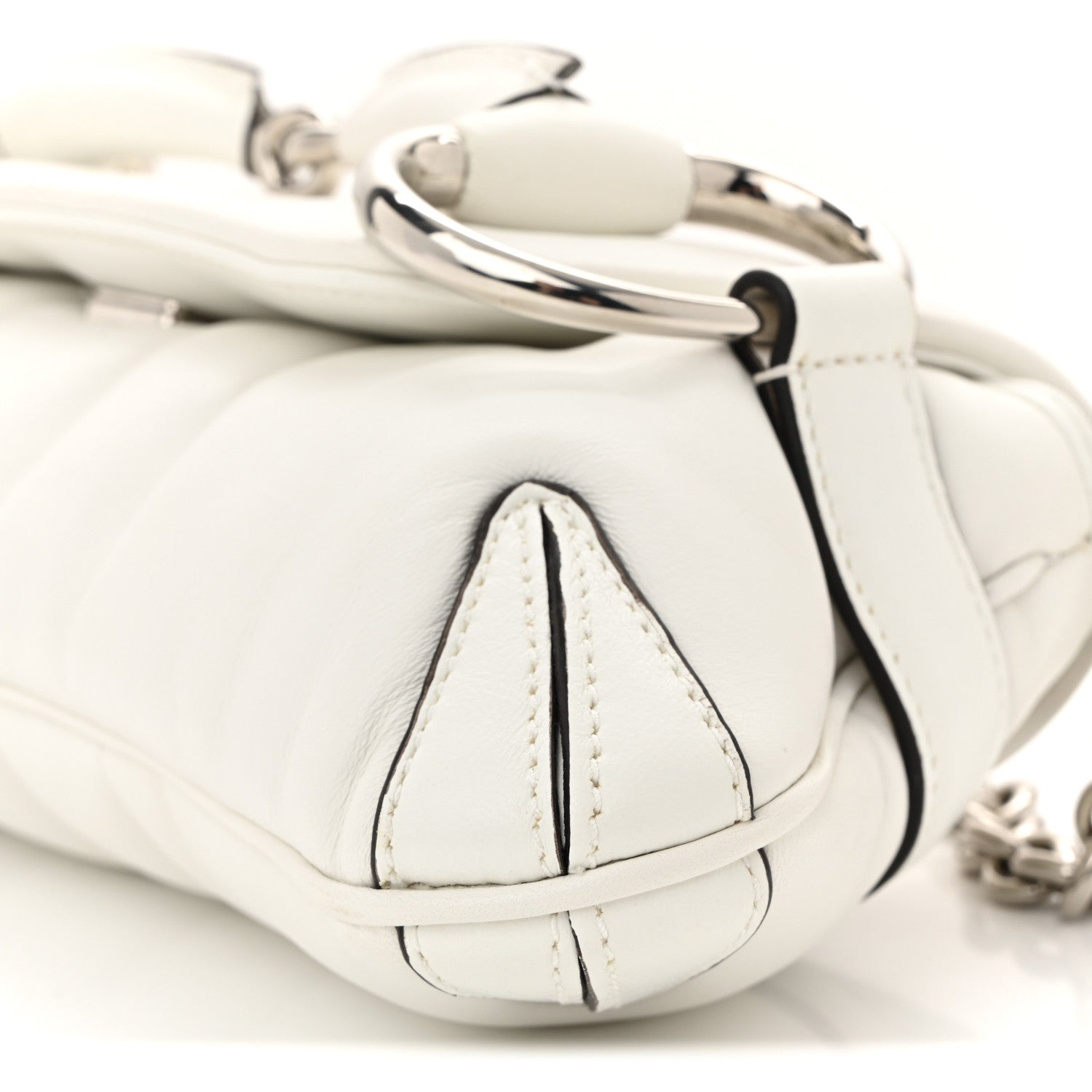 Nappa Vertical Matelasse Small Maxi Horsebit Chain Shoulder Bag Great White