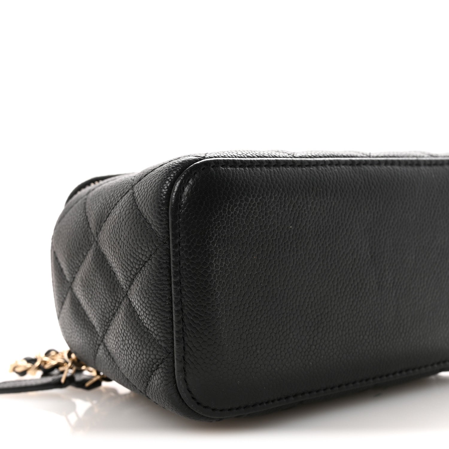 Caviar Quilted Small Tiny CC Vanity Case With Chain Black