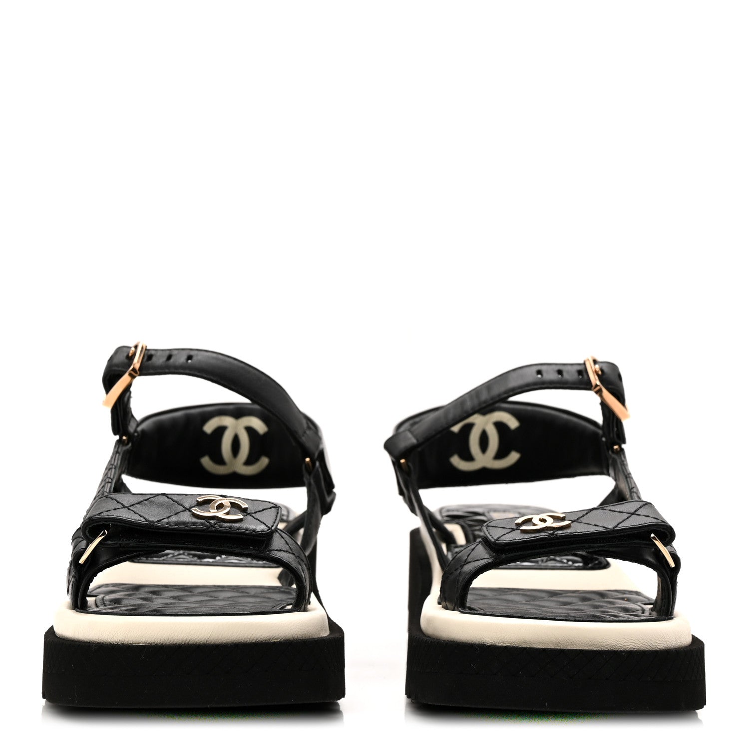 Lambskin Logo Platform Sandals 38 Black White