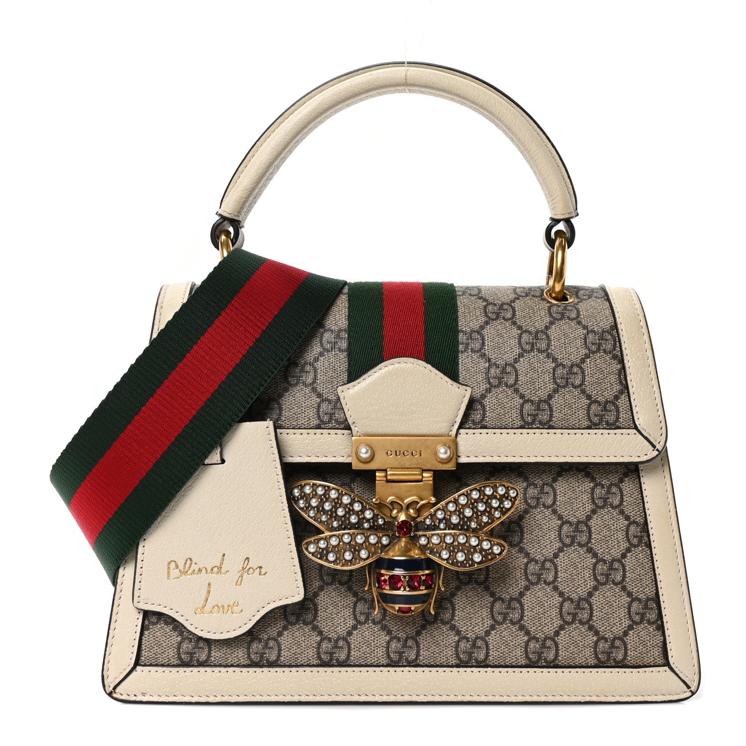 GG Supreme Monogram Small Queen Margaret Top Handle Bag White