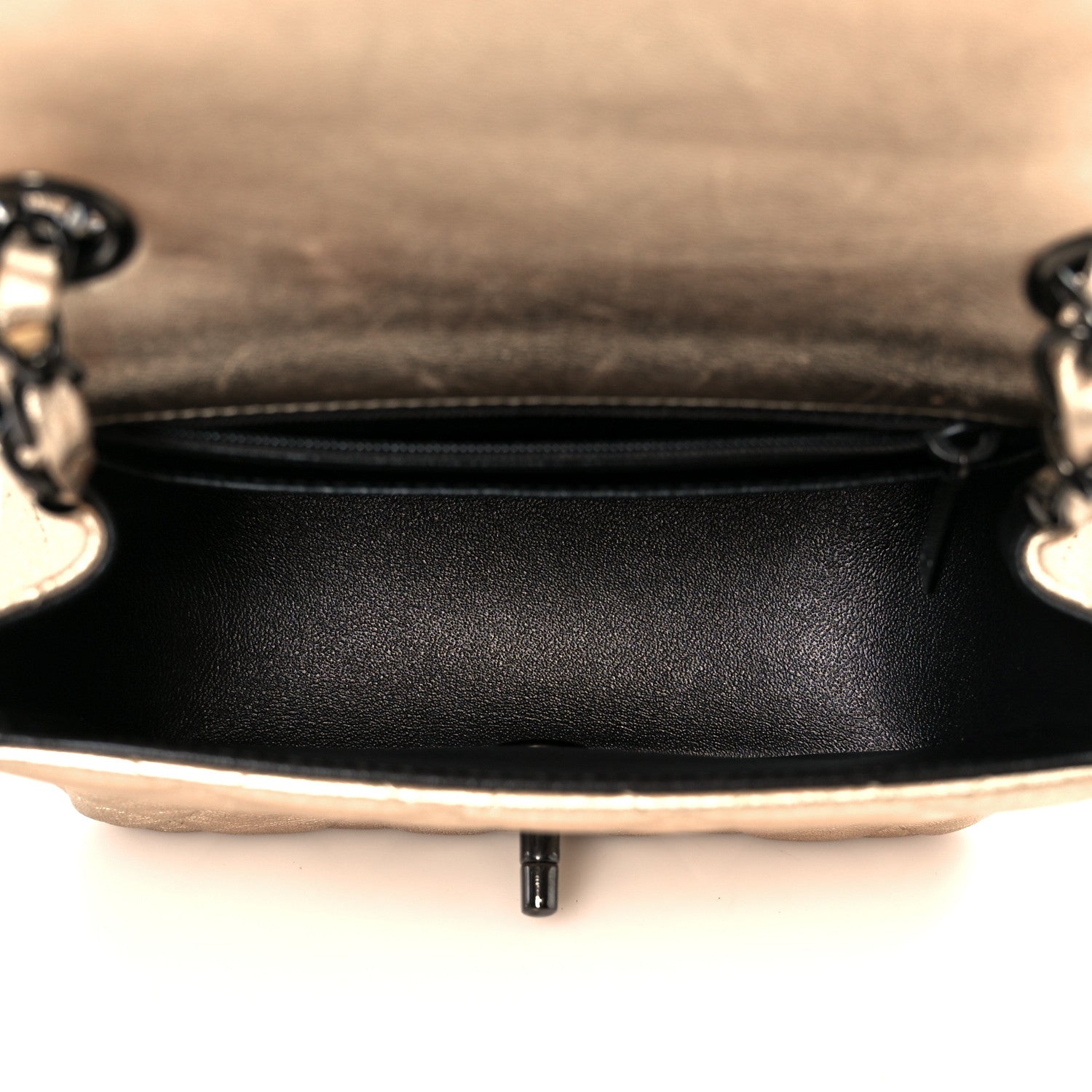 Metallic Lambskin Quilted Mini Square Flap Gold Black