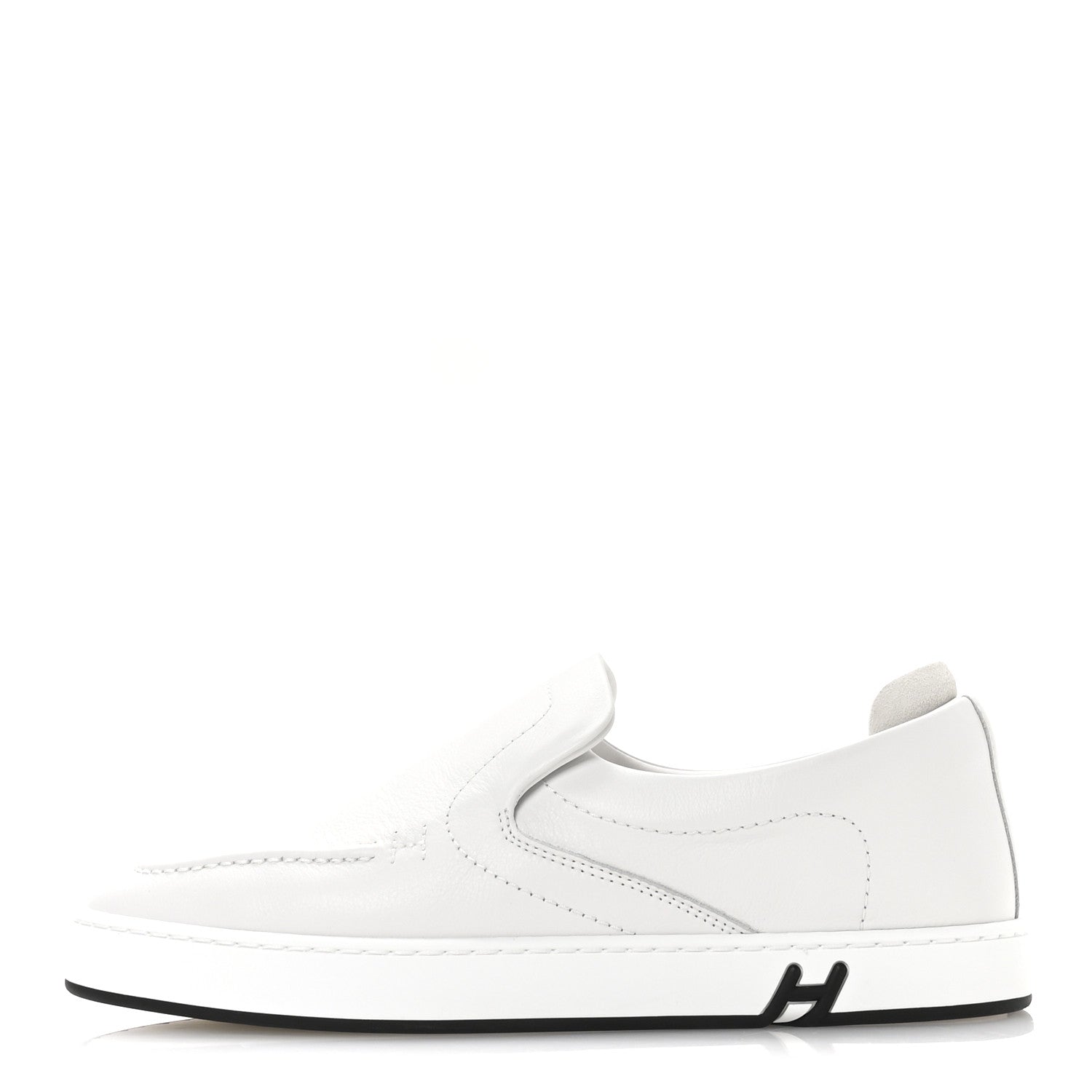 Calfskin Suede Goatskin Kiddy Slip On Sneakers 38 White