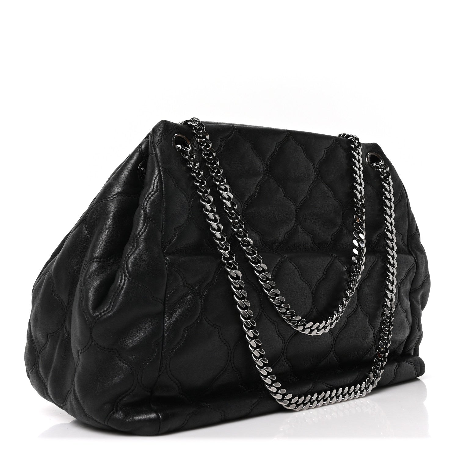Lambskin Cells Accordion Tote Black