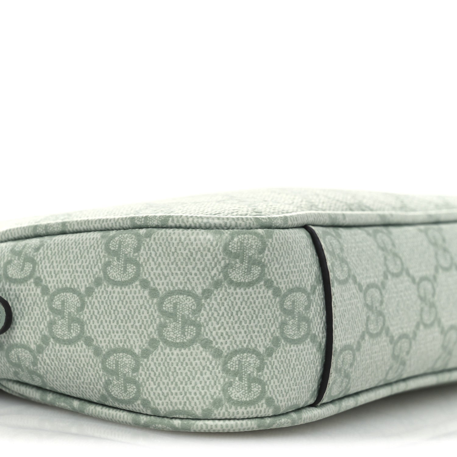 GG Supreme Monogram Textured Calfskin Small Emblem Shoulder Bag Sage Green