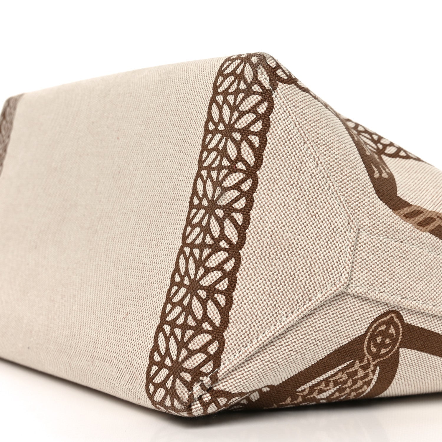 H Plume Canvas Swift Printed Fantaisie d'Etriers Steeple 28 Bag Fauve Ecru Beige Gold