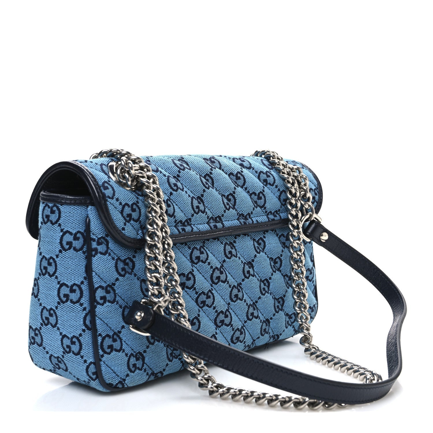 Monogram Multicolor Matelasse Diagonal Small GG Marmont Shoulder Bag Light Blue