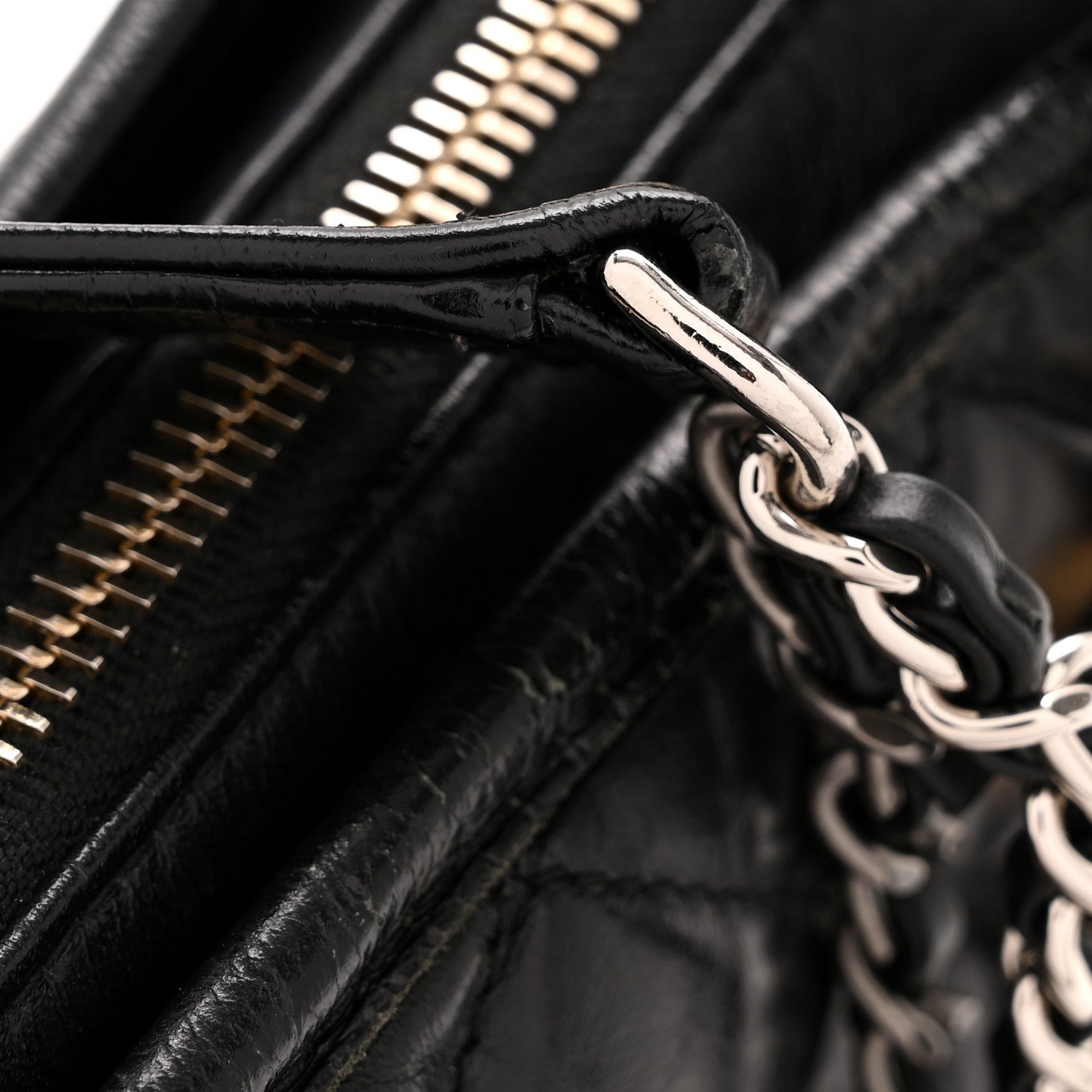 Aged Calfskin Quilted Small Gabrielle Hobo Black