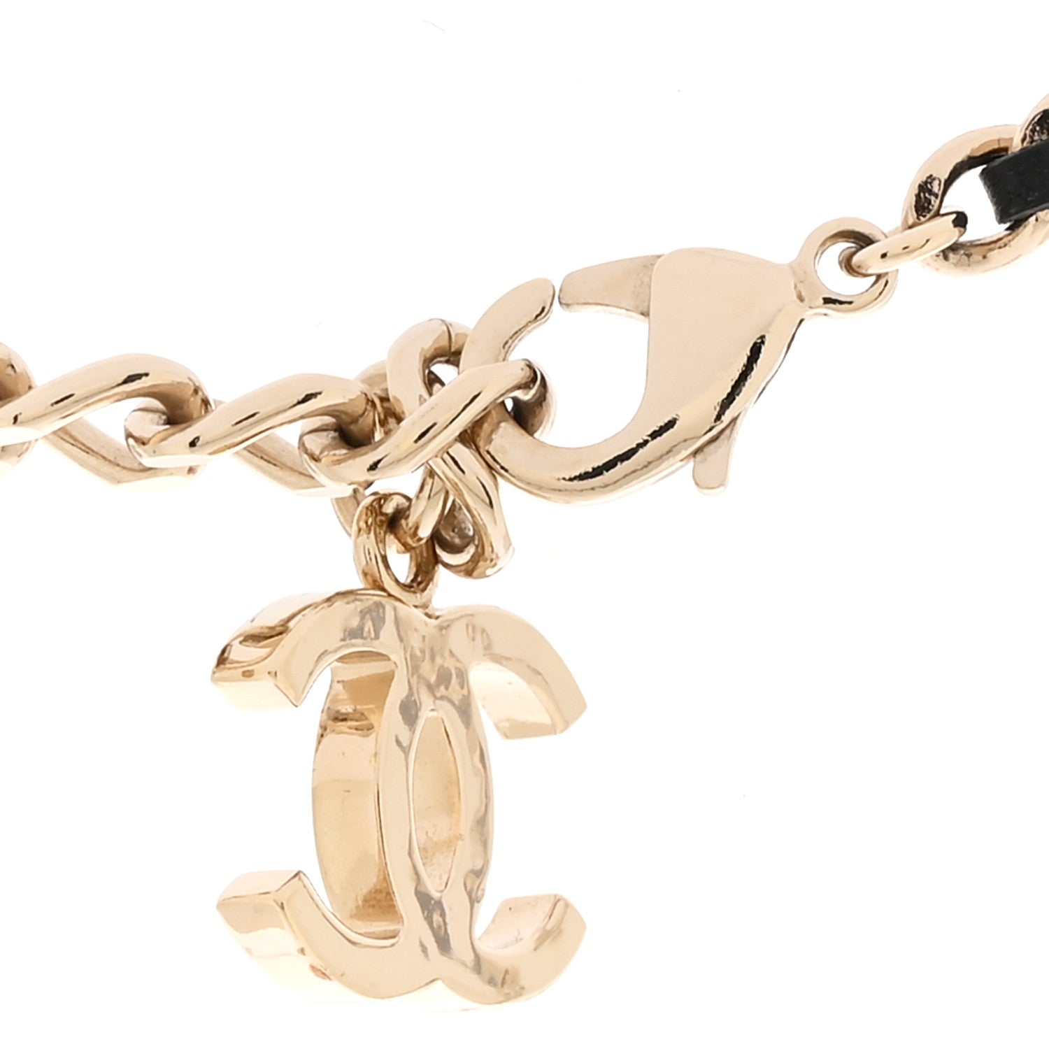 Tweed Lambskin CC Heart Locket Necklace Gold Black Beige