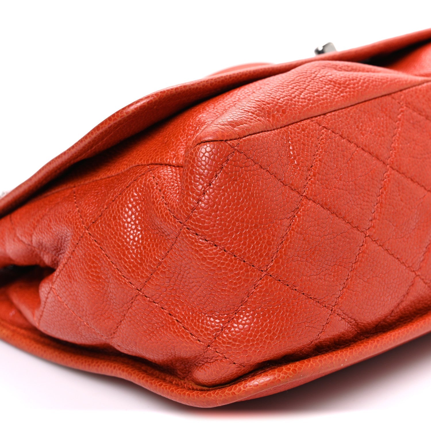 Grained Calfskin Large Natural Beauty Flap Orange