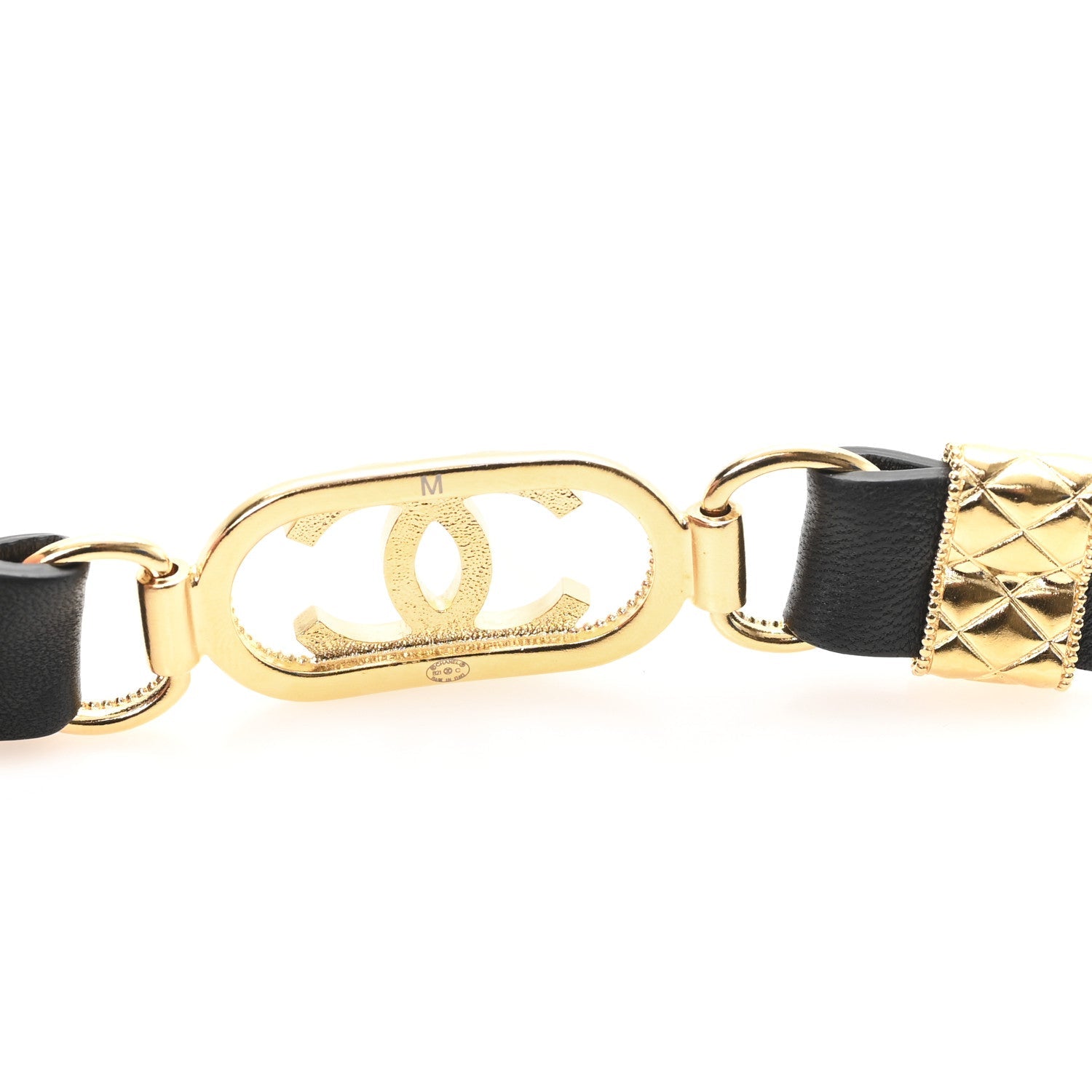 Lambskin CC Metal Double Wrap Belt Black