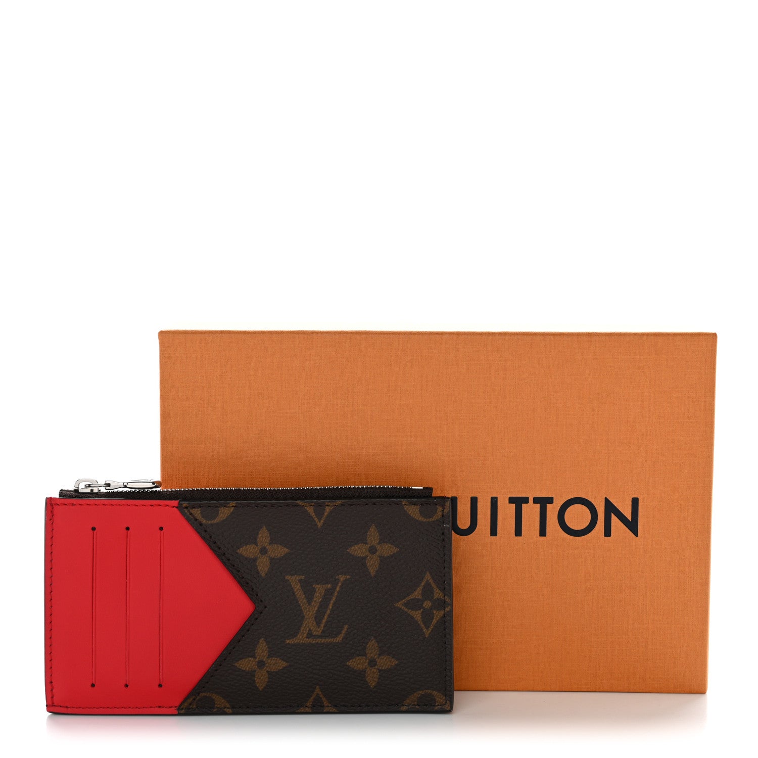 Monogram Calfskin Coin Card Holder Red