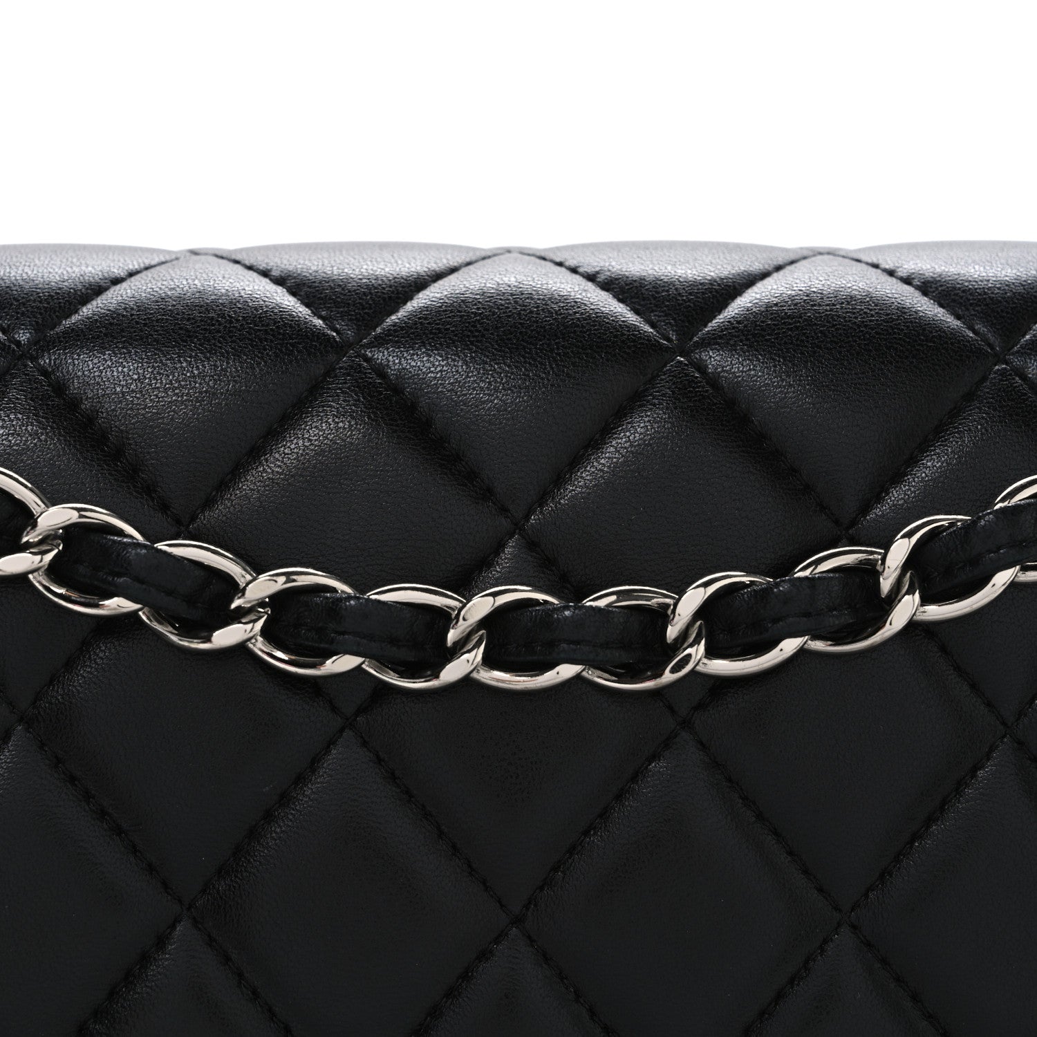 Lambskin Quilted Jumbo Double Flap Black
