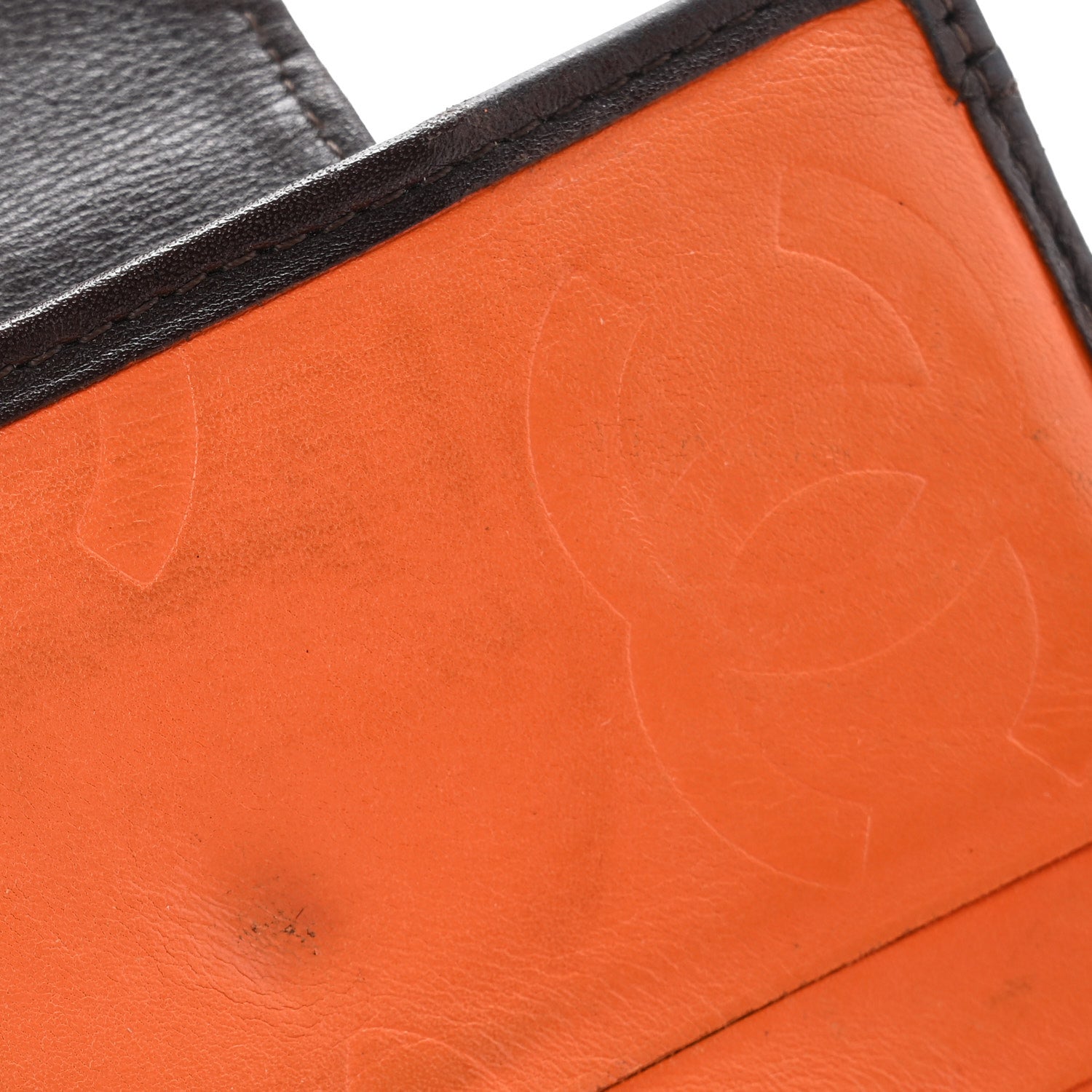 Calfskin Quilted Cambon Bi-fold Wallet Brown