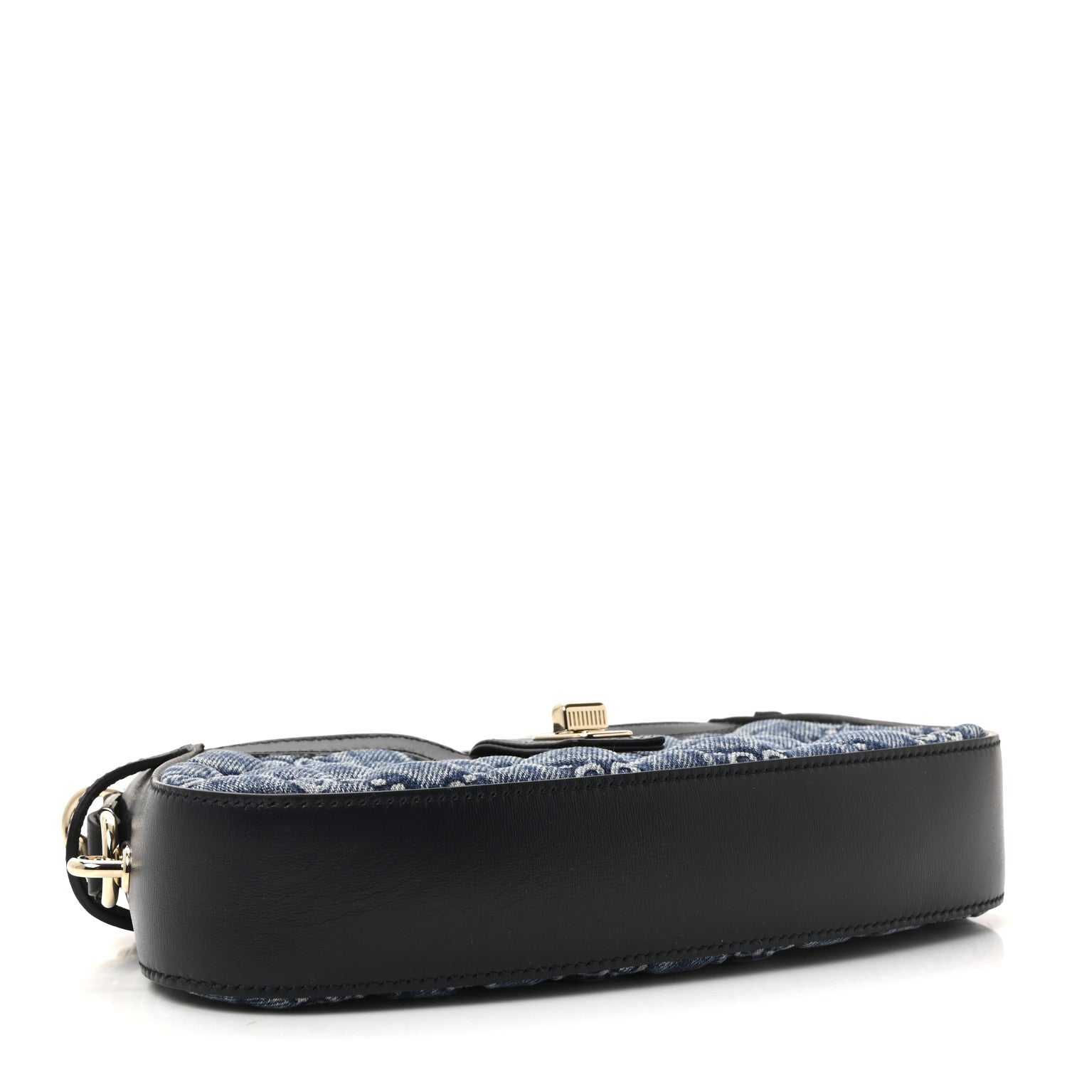 Denim GG Monogram Mini Moon Side Shoulder Bag Blue