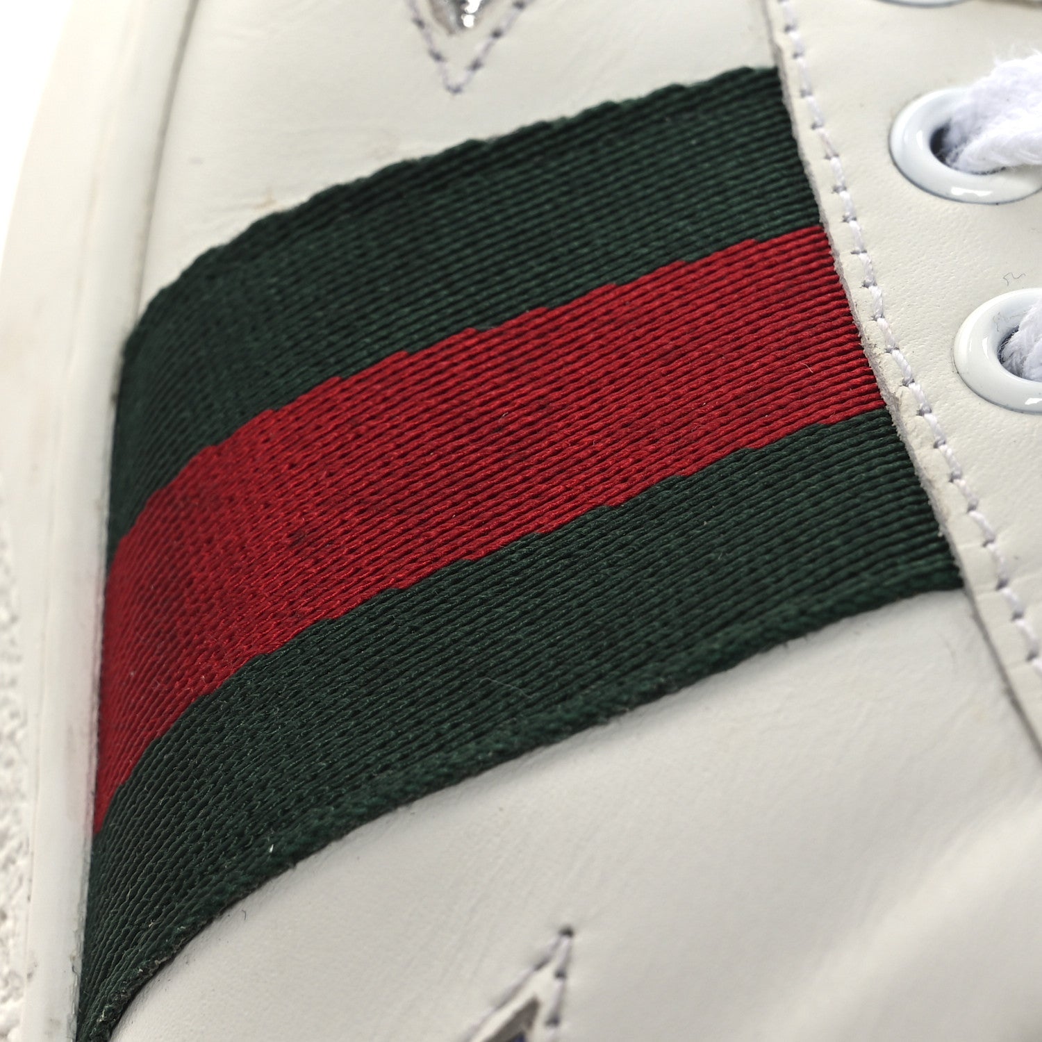 Calfskin Ayers Web Star Embroidered Womens Ace Sneakers 37 White Multi