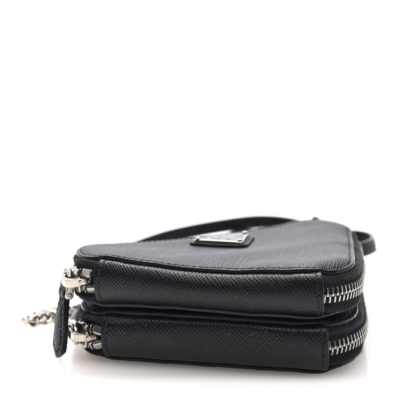 Saffiano Mini Triangle Crossbody Pouch Black