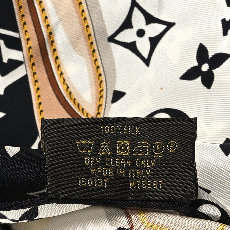 Silk Monogram Confidential Square 45 Scarf Black White