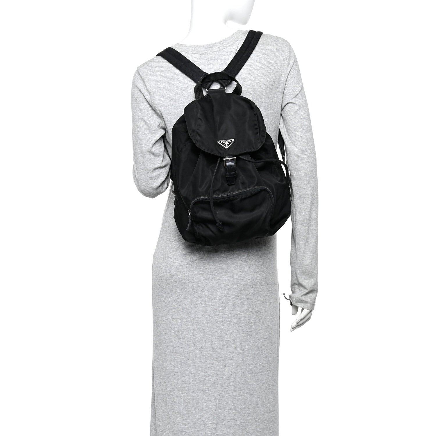 Tessuto Nylon Vela Cinch Backpack Black