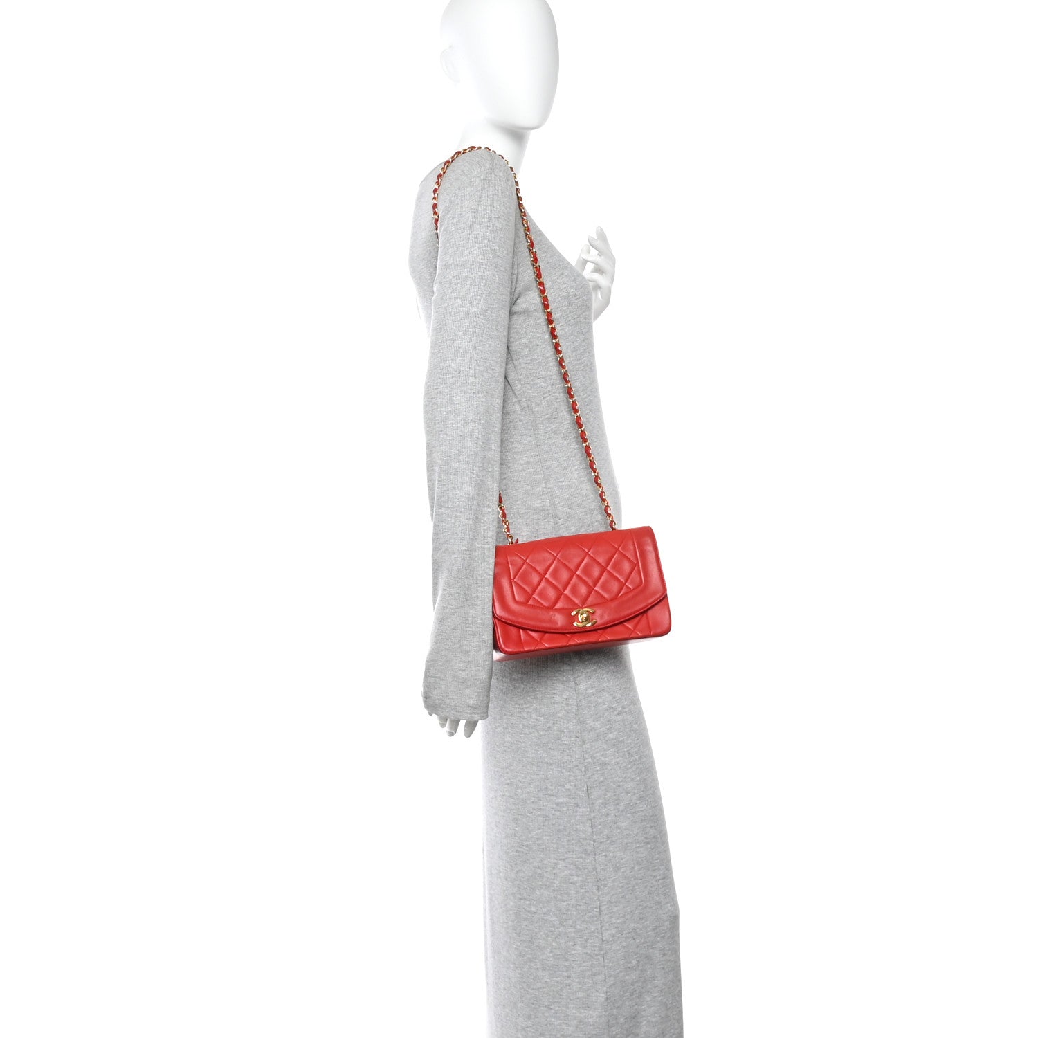 Lambskin Quilted Small Single Flap Red