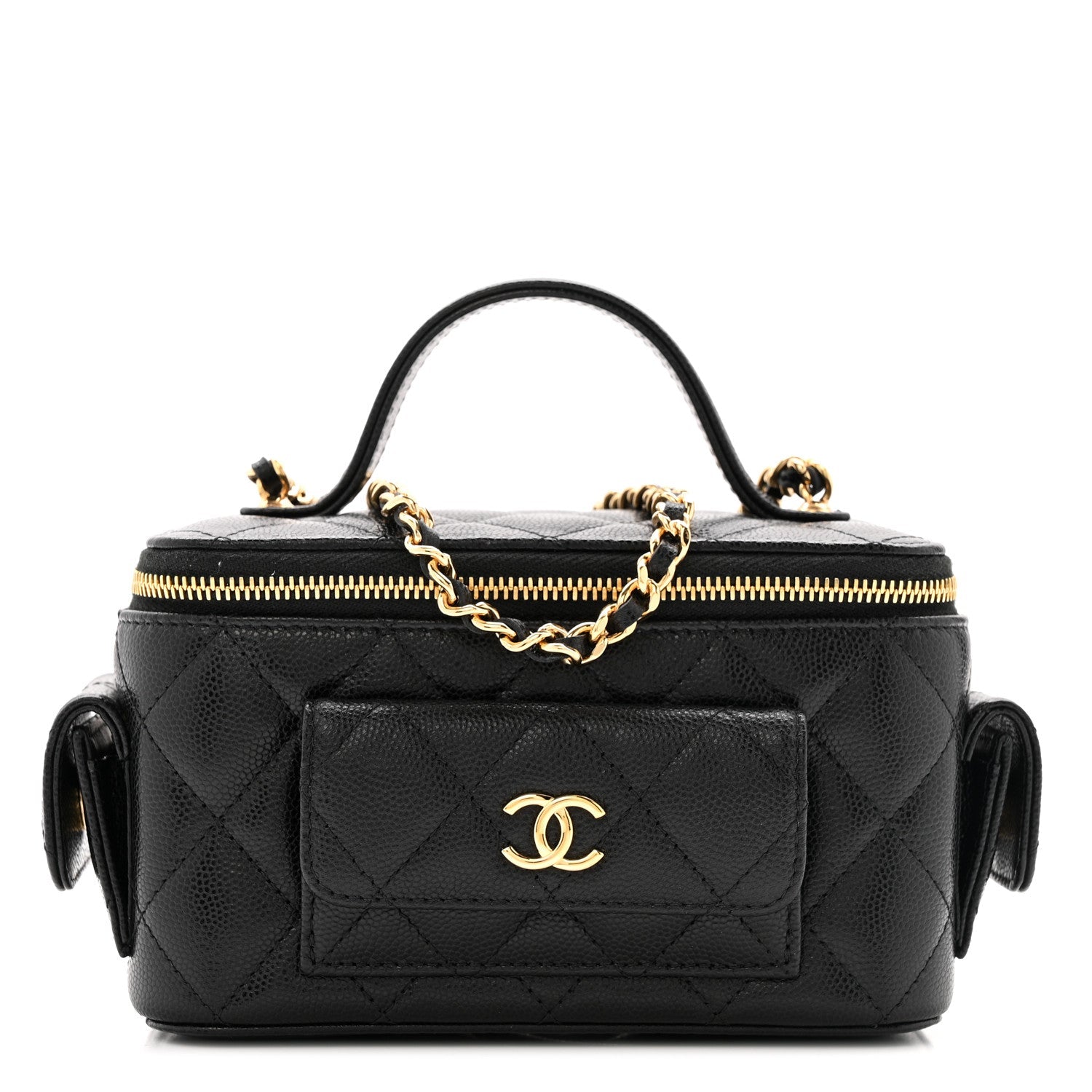 Caviar Quilted Polly Pocket East West Top Vanity With Chain Black