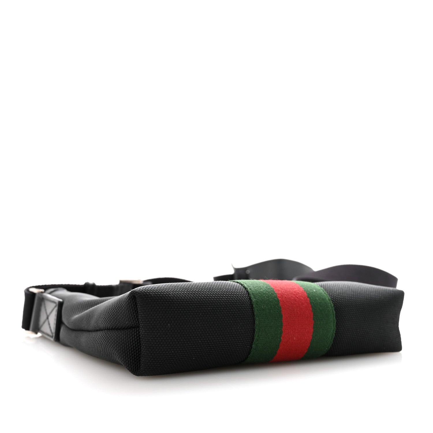 Techno Canvas Selleria Calfskin Web Small Flat Messenger Bag Black