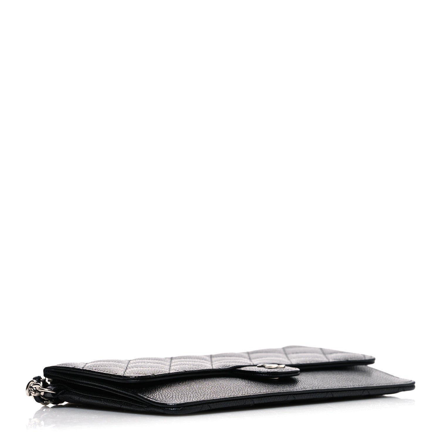 Caviar Quilted Classic Pouch With Handle Black