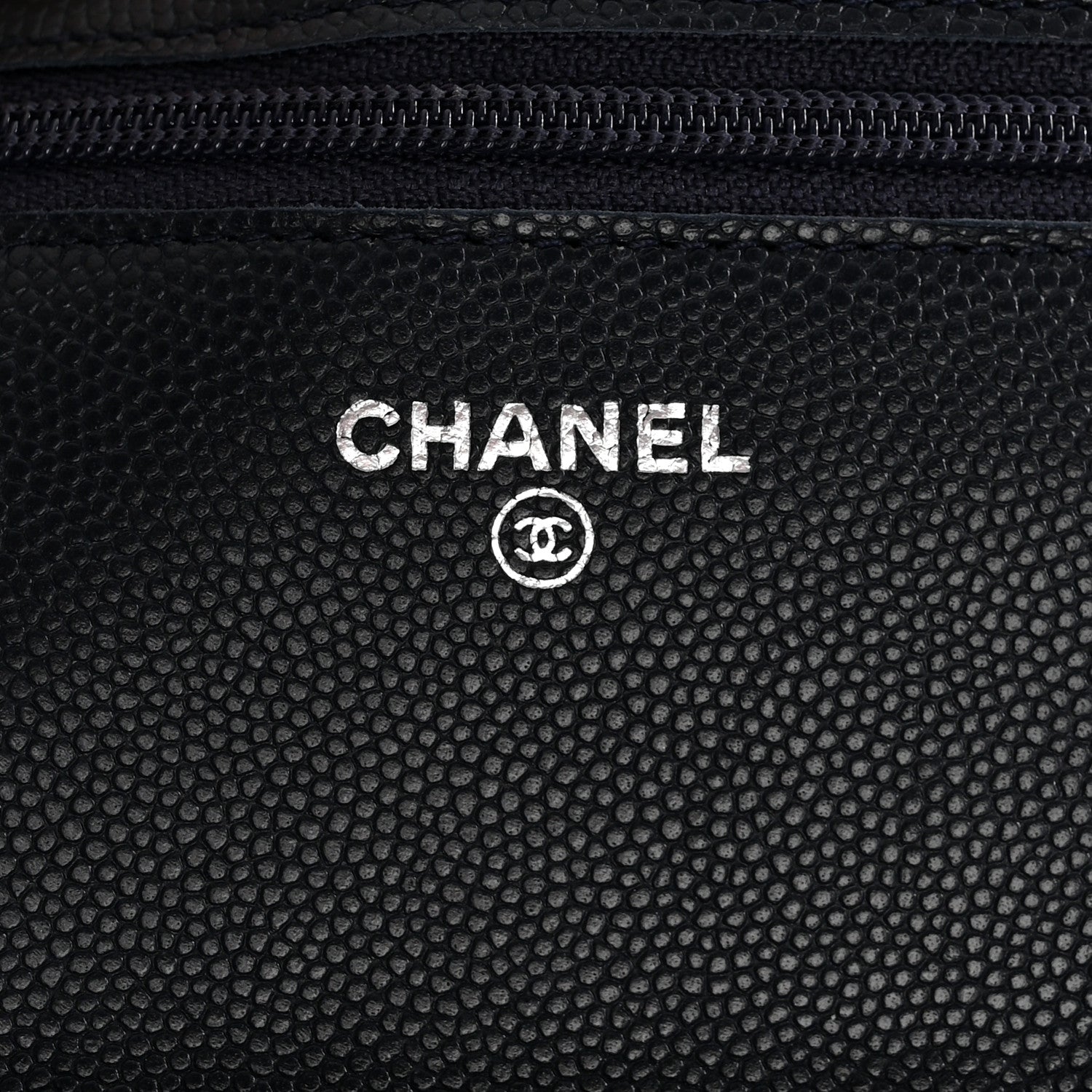 Caviar Quilted Wallet on Chain WOC Navy Blue
