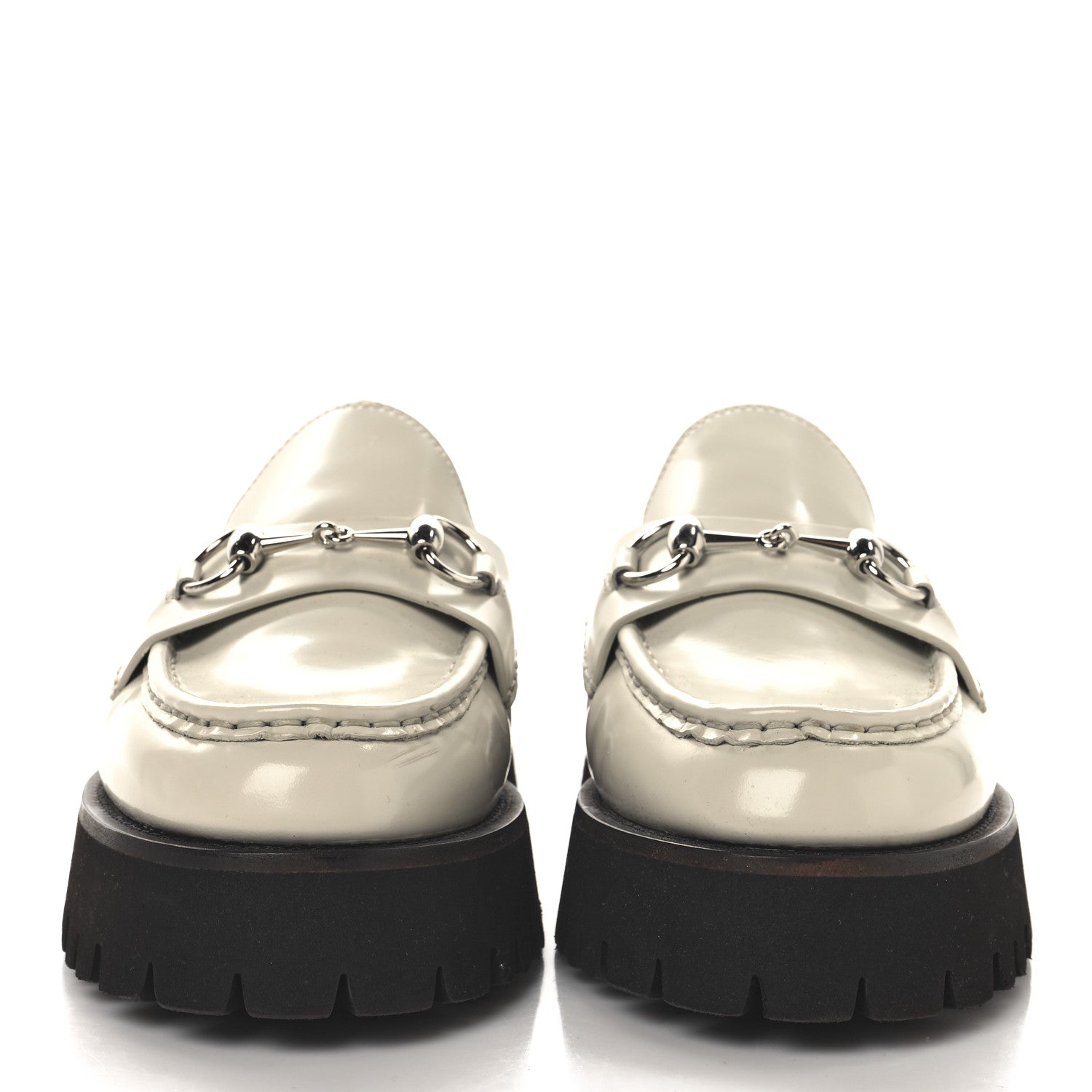 Cordovan Lux Horsebit Platform Mules 39.5 Mystic White