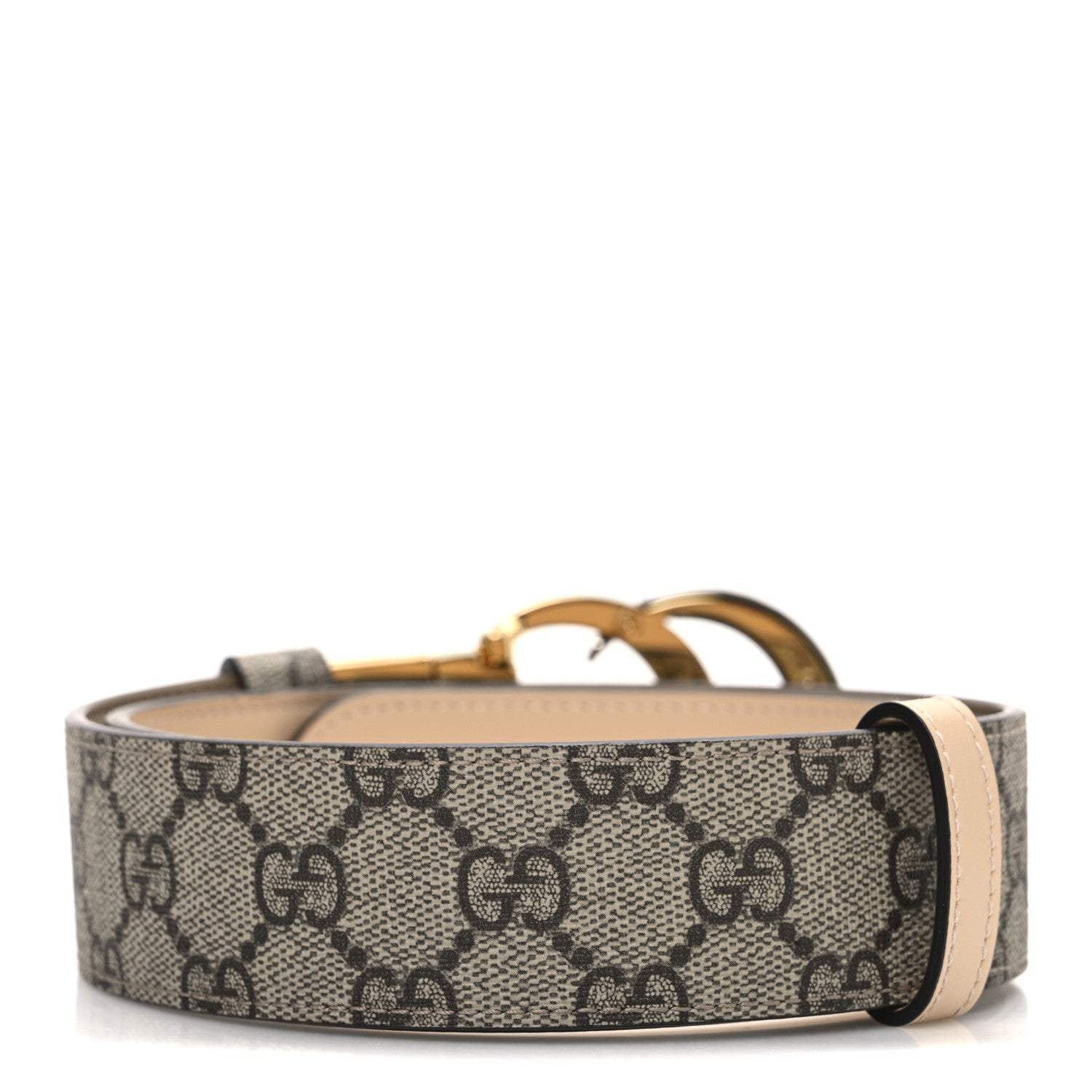 GG Supreme Monogram Plutone Calfskin Double G Reversible 37mm Belt  75 30 Beige Ebony Souffle Rose