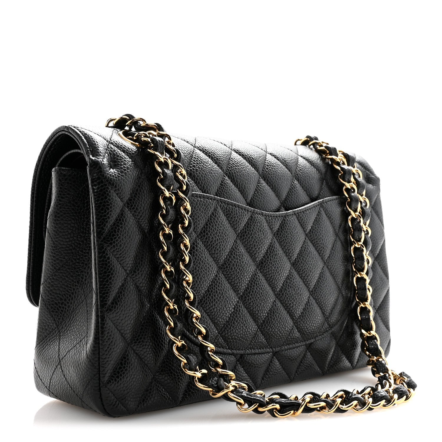 Caviar Quilted Medium Double Flap Black