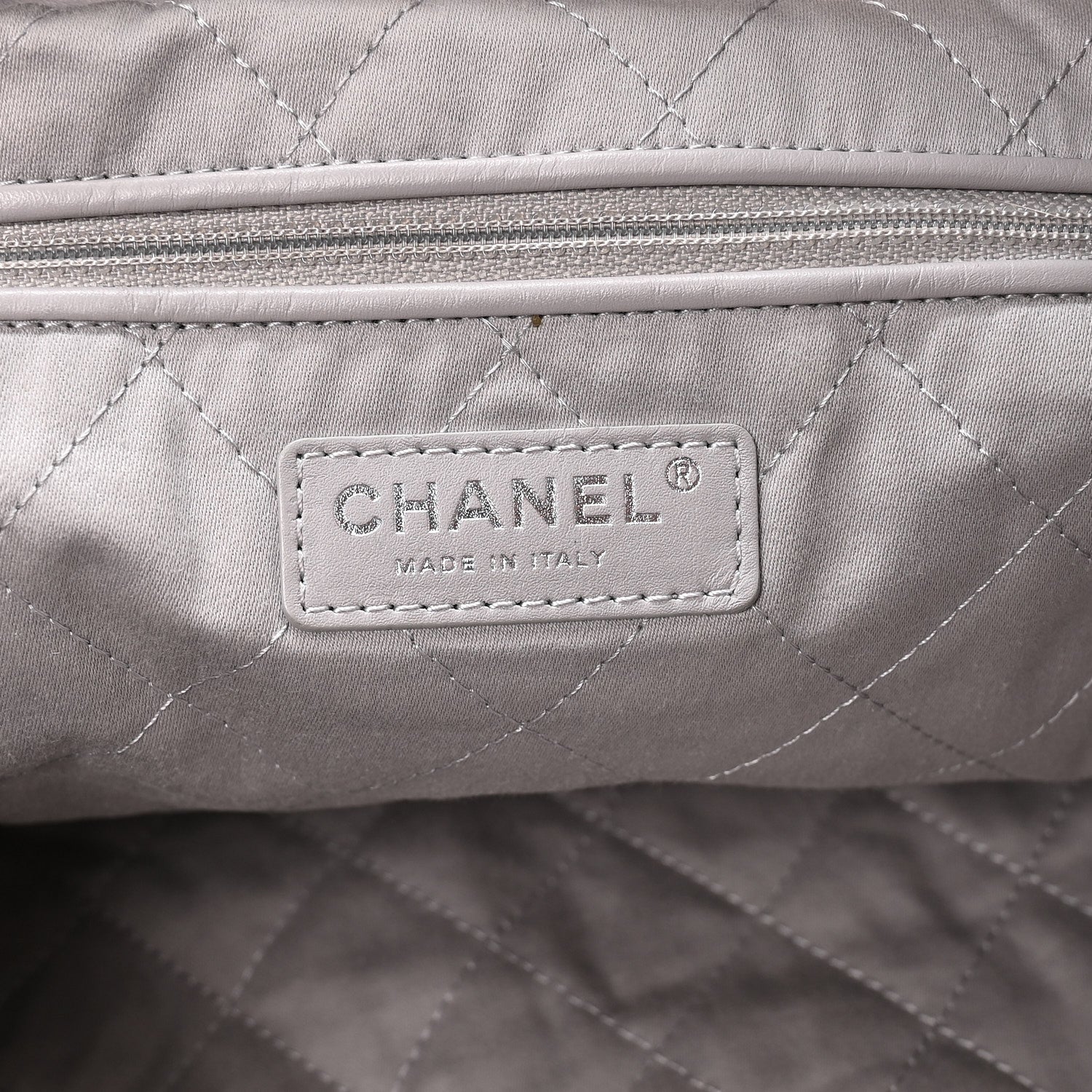 Shiny Calfskin Quilted Chanel 22 Grey