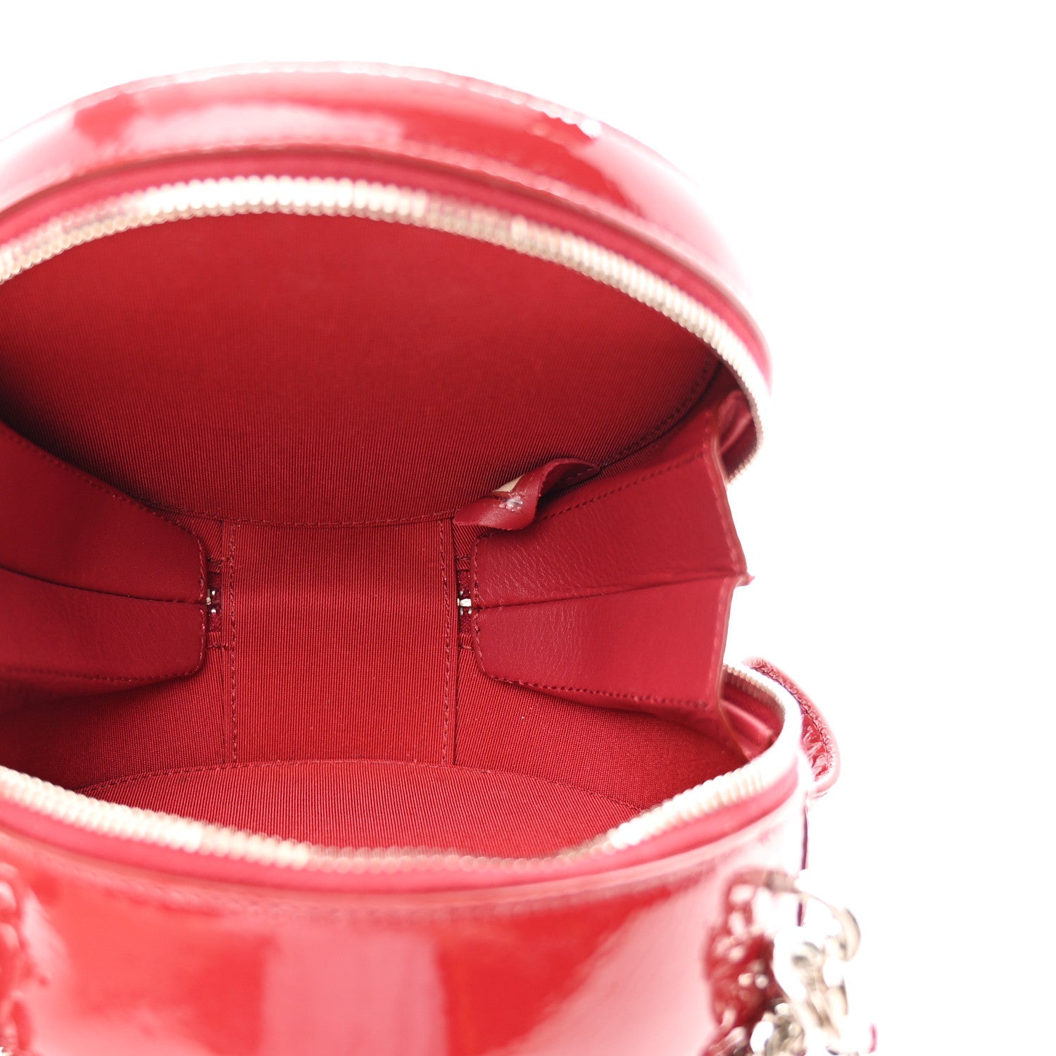 Patent Round As Earth Evening Bag Red