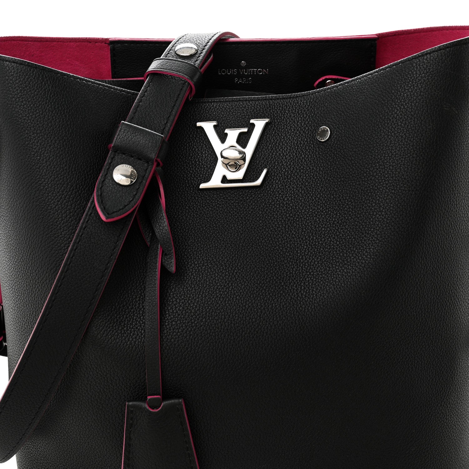 Calfskin Lockme Bucket Black
