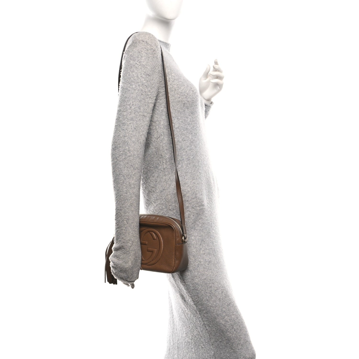 Pebbled Calfskin Small Soho Disco Bag Acero
