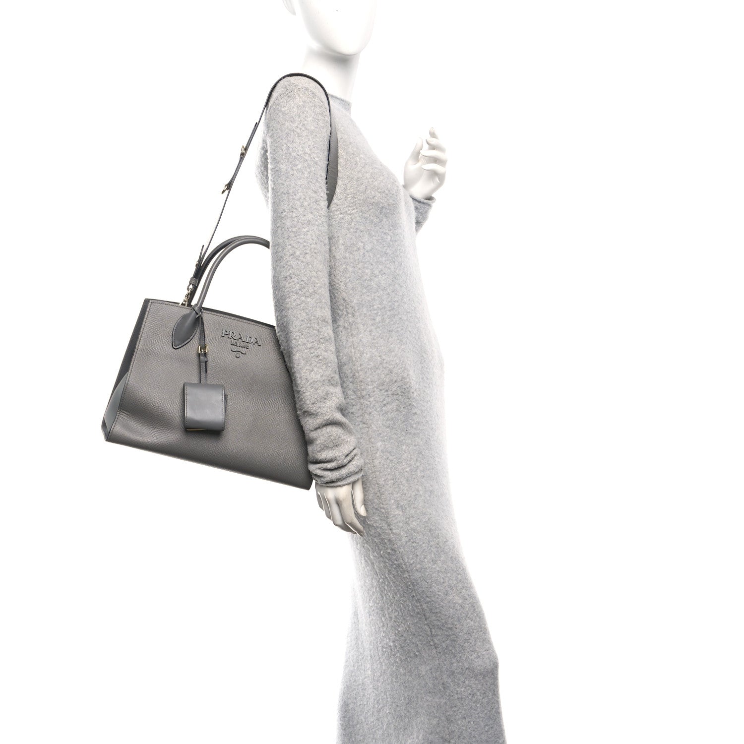 Saffiano Cuir Calfskin Medium Monochrome Top Handle Tote Ardesia