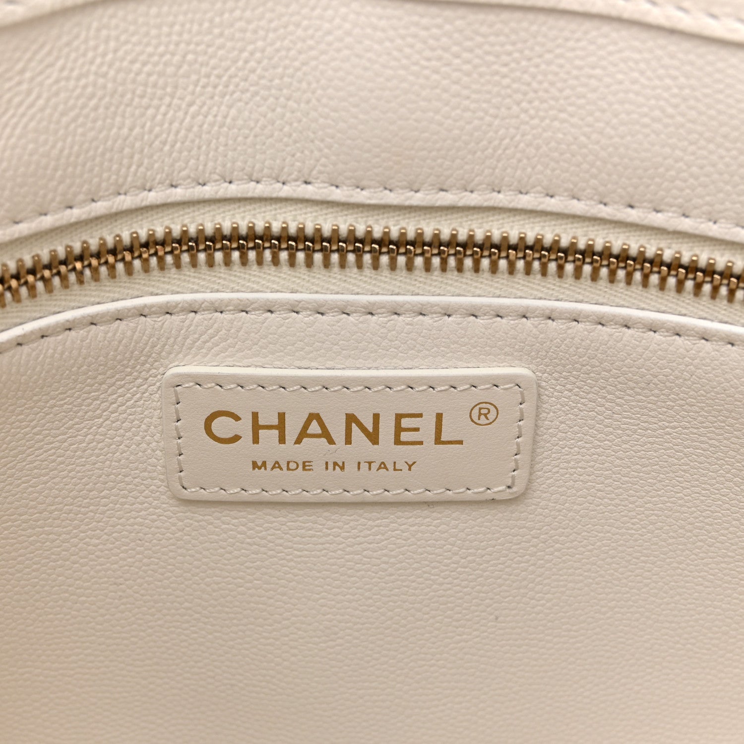 Caviar Quilted Small Shopping Tote White