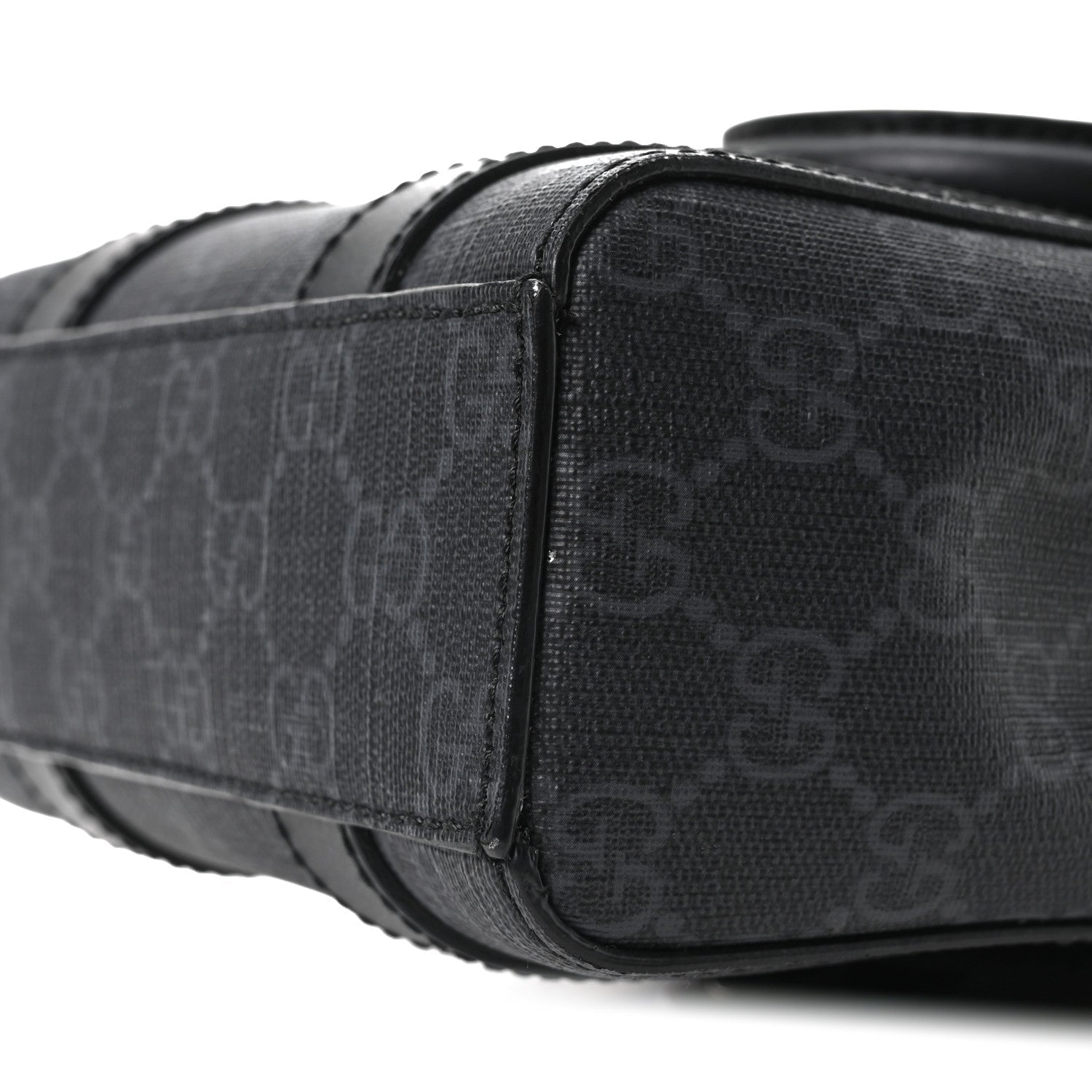 GG Supreme Monogram Appia Calfskin Web Mini Tote Bag Black