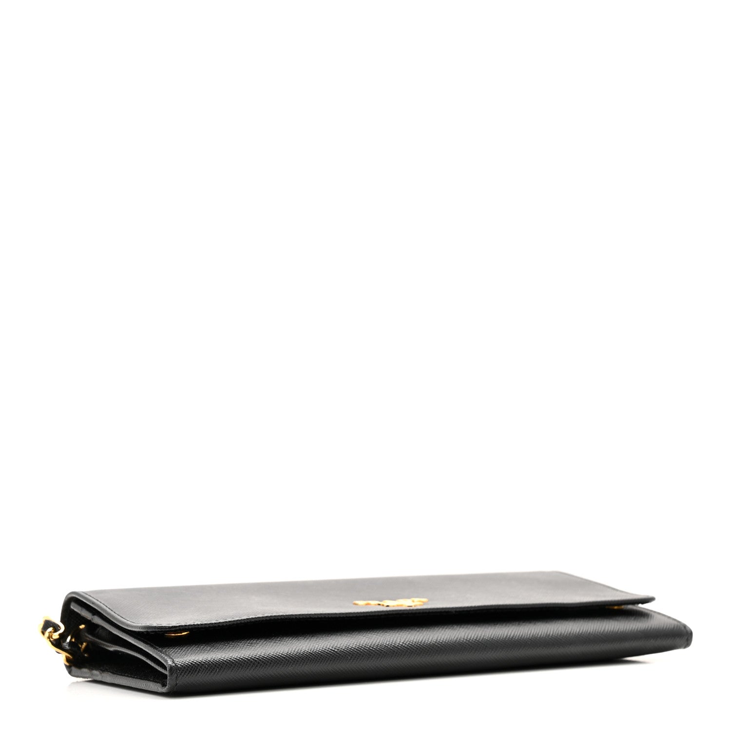 Saffiano Metal Oro Chain Wallet Black