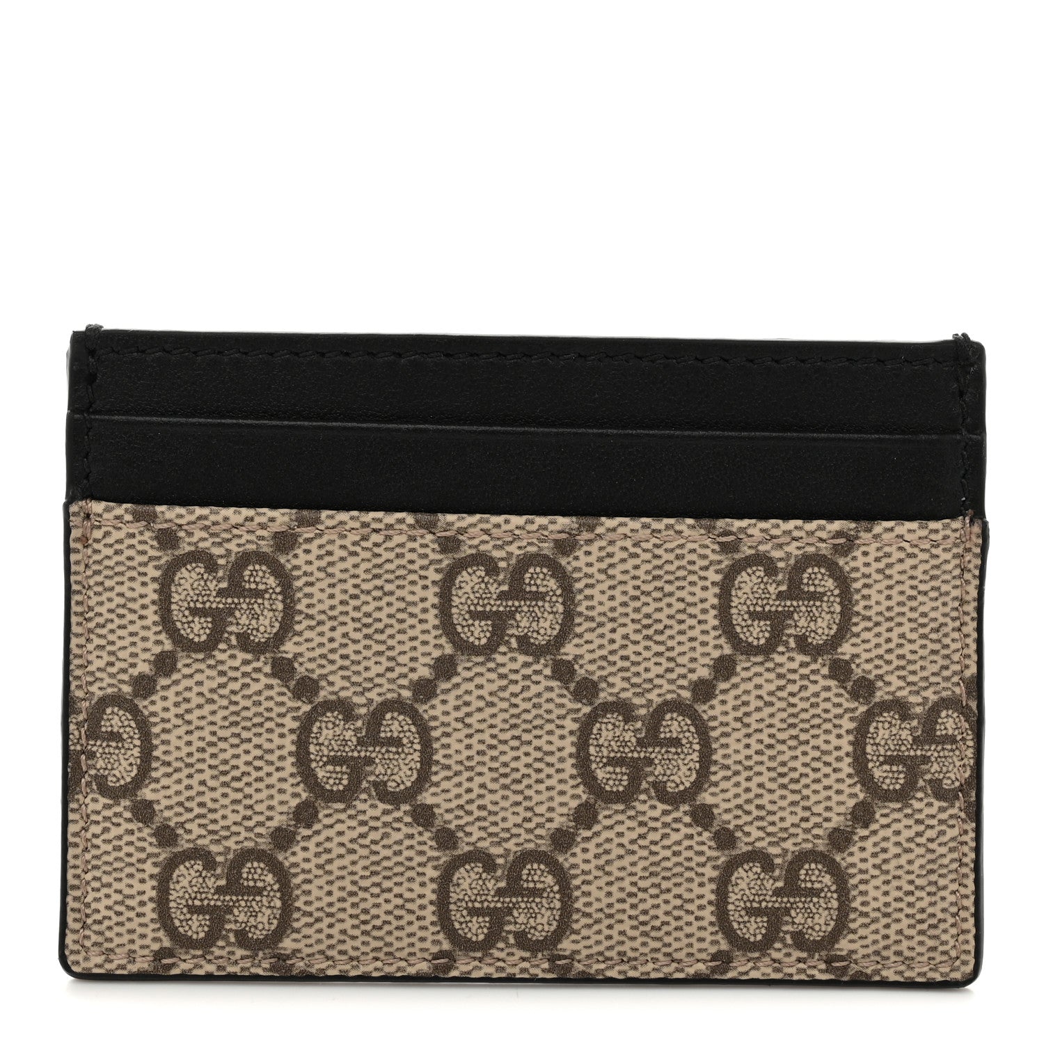 GG Supreme Monogram Calfskin Card Holder Beige Black
