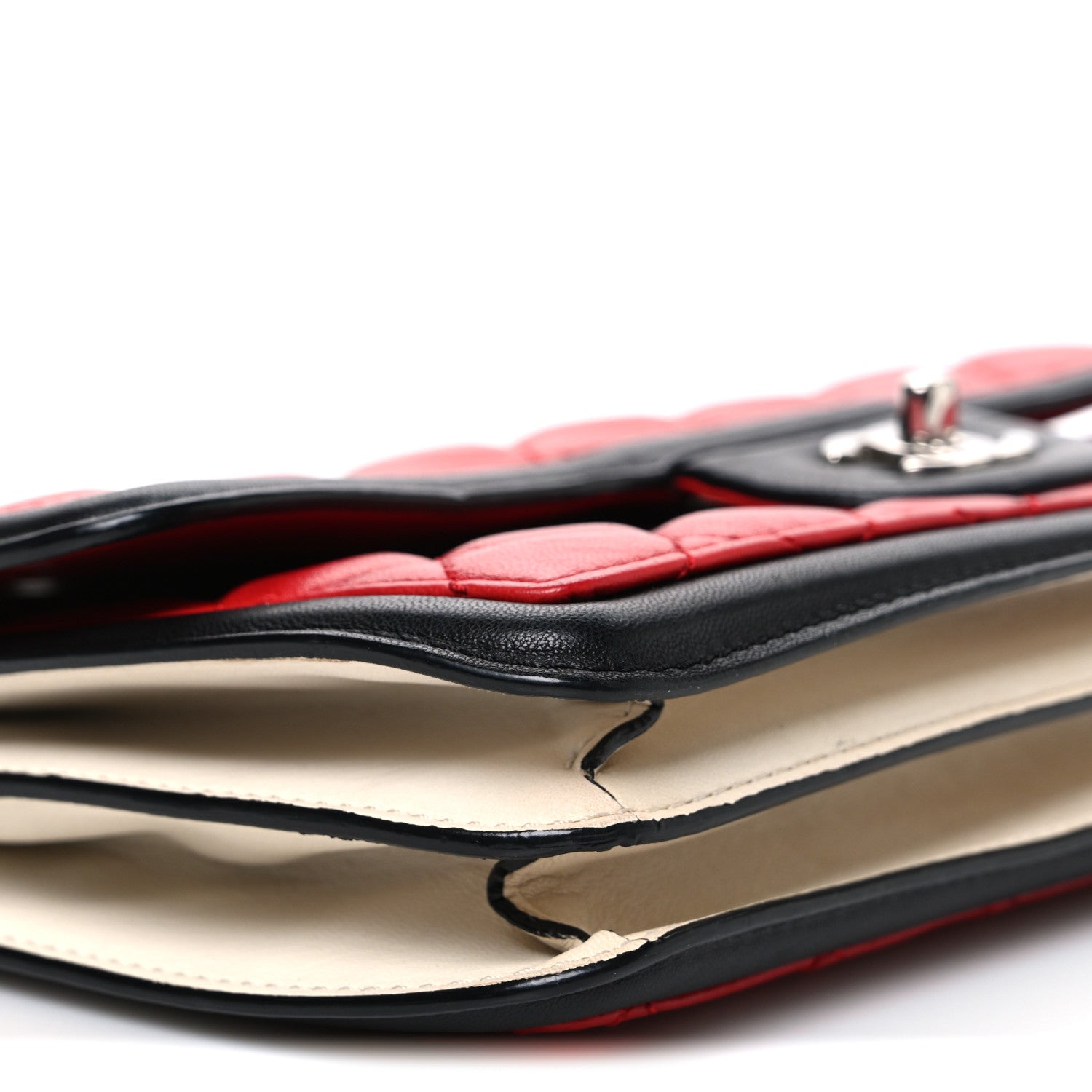 Lambskin Quilted Tri-Color Flap Red White Black